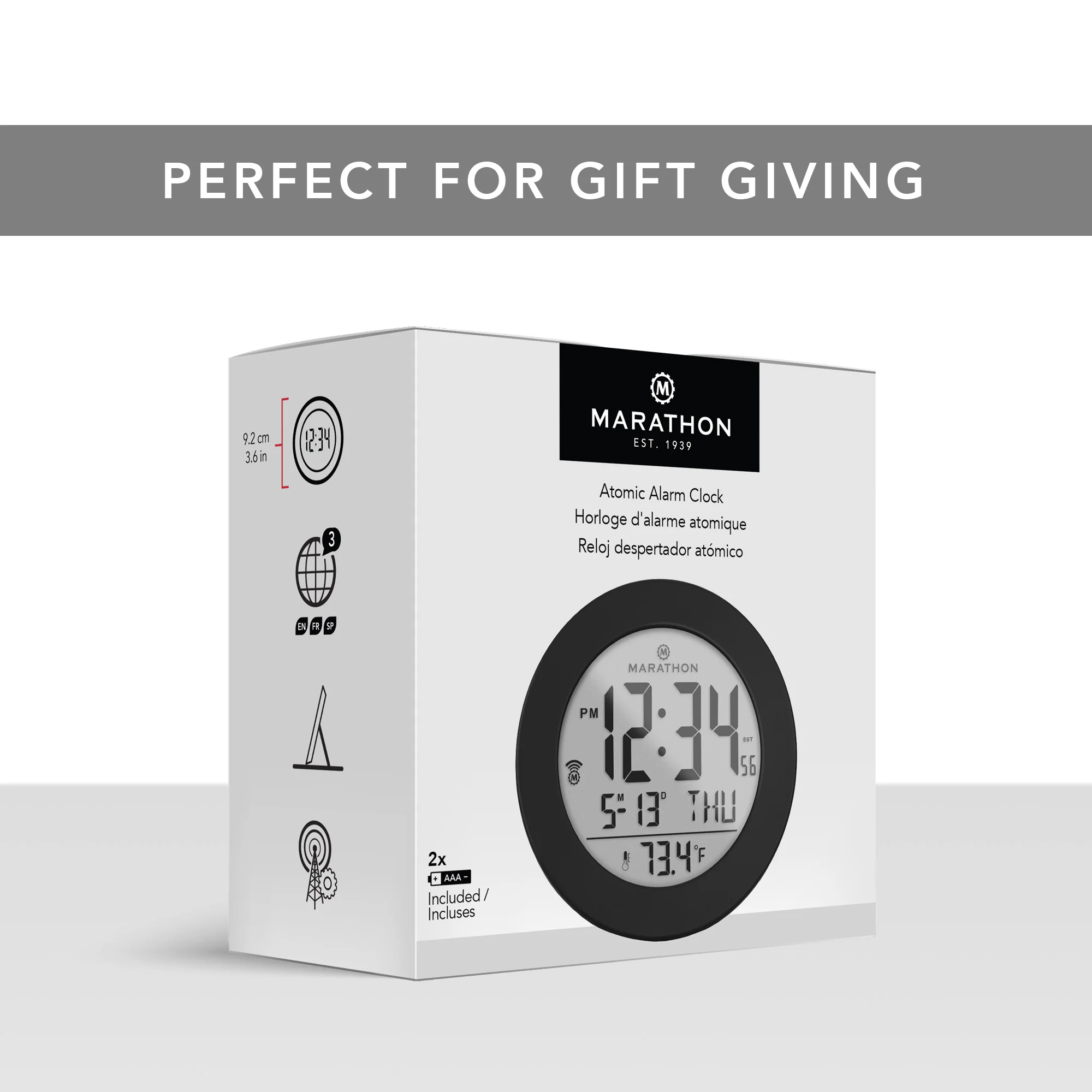 3.5 Inch Round Self-Setting Alarm Clock with Push-Button Backlight
