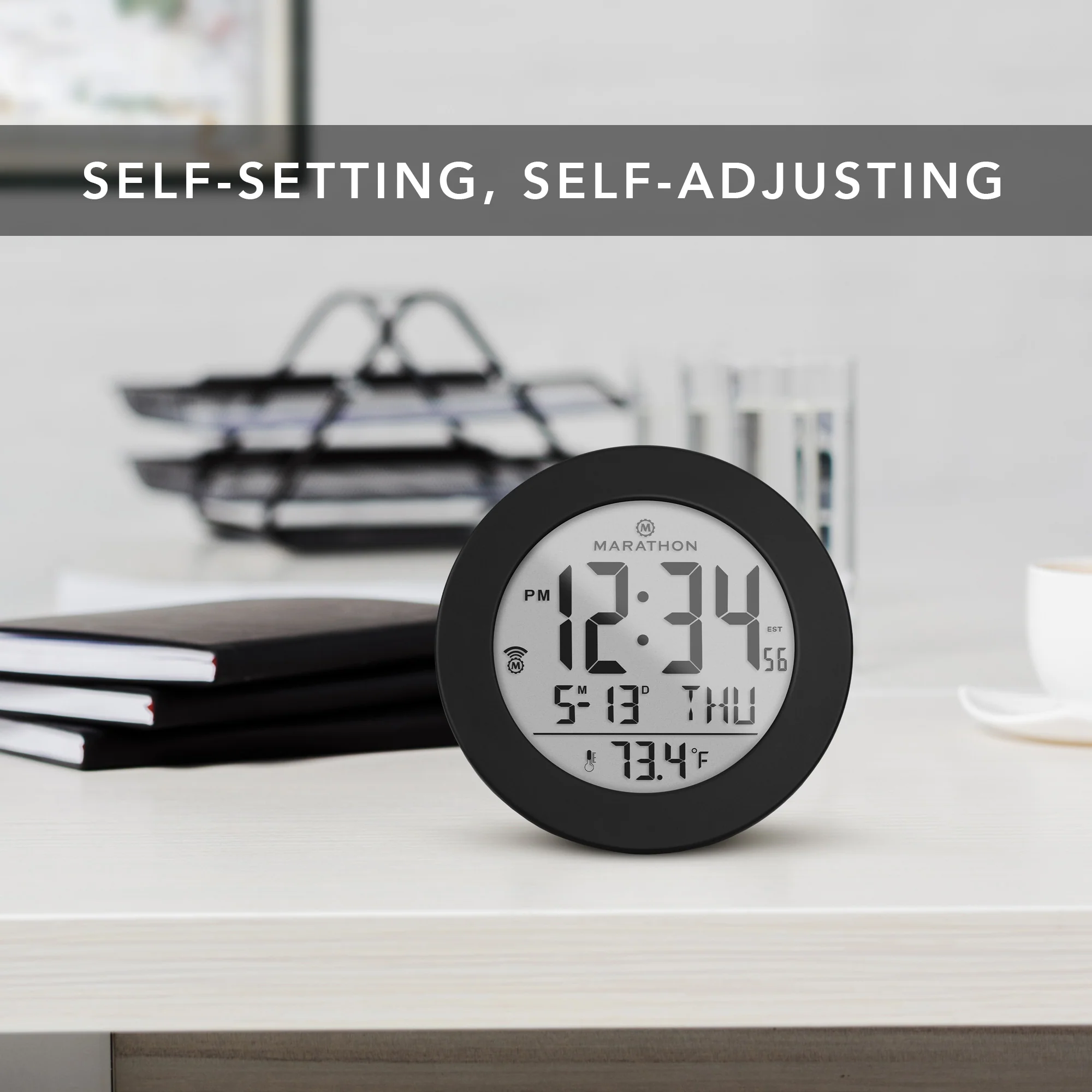 3.5 Inch Round Self-Setting Alarm Clock with Push-Button Backlight