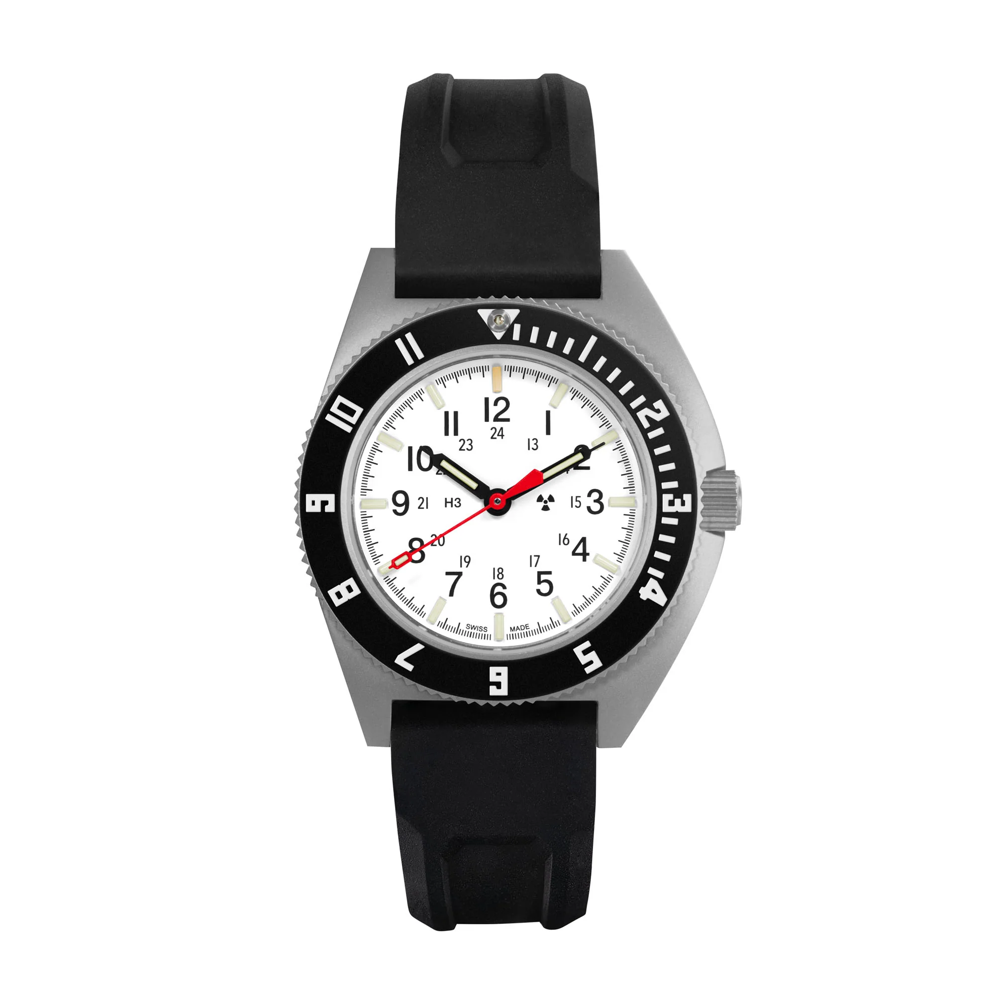 41mm Arctic Steel Navigator Automatic (Arctic SSNAV Auto) on Black 3-Piece Rubber Strap Kit