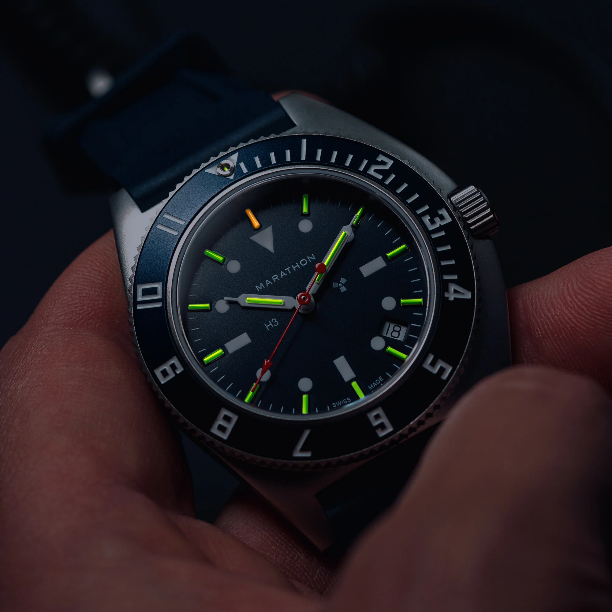 41mm Blue Steel Navigator w/Date (SSNAV-D) on Blue 3-Piece Rubber Strap Kit