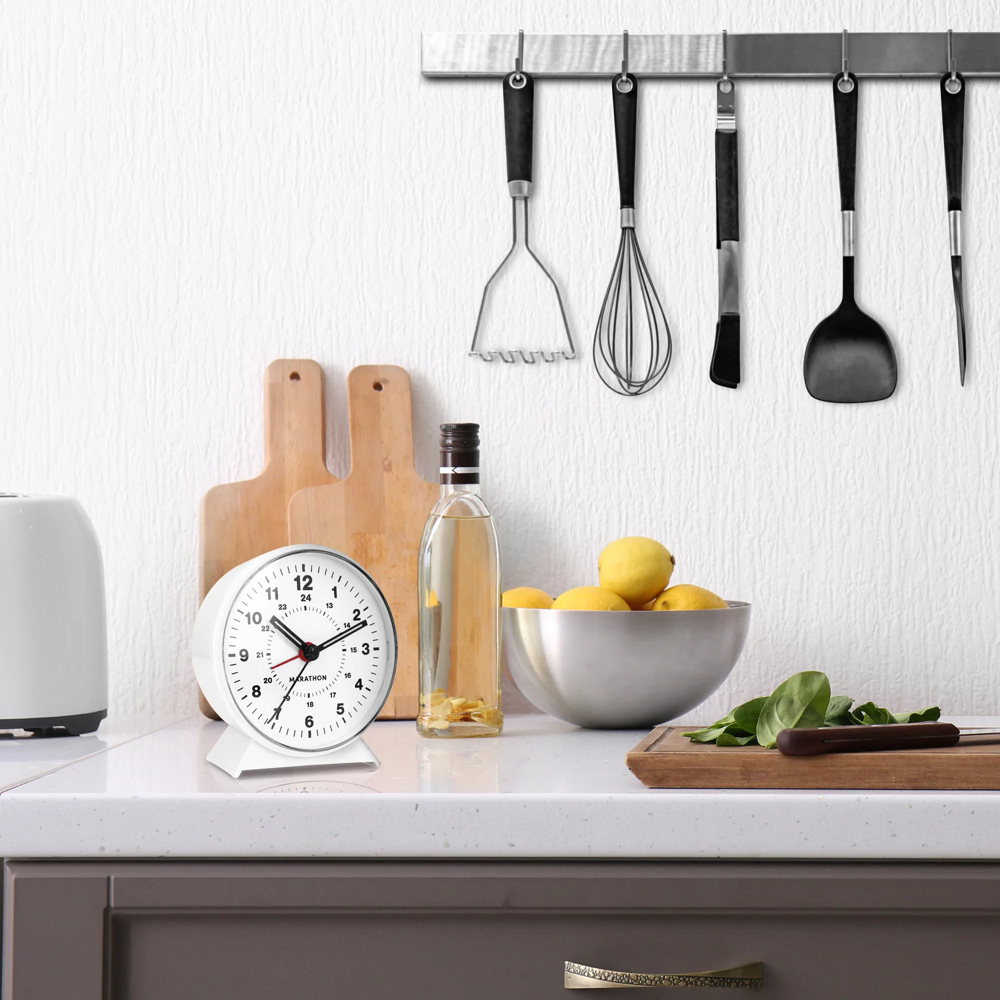 Alarm Clock with Mechanical Wind Up - White
