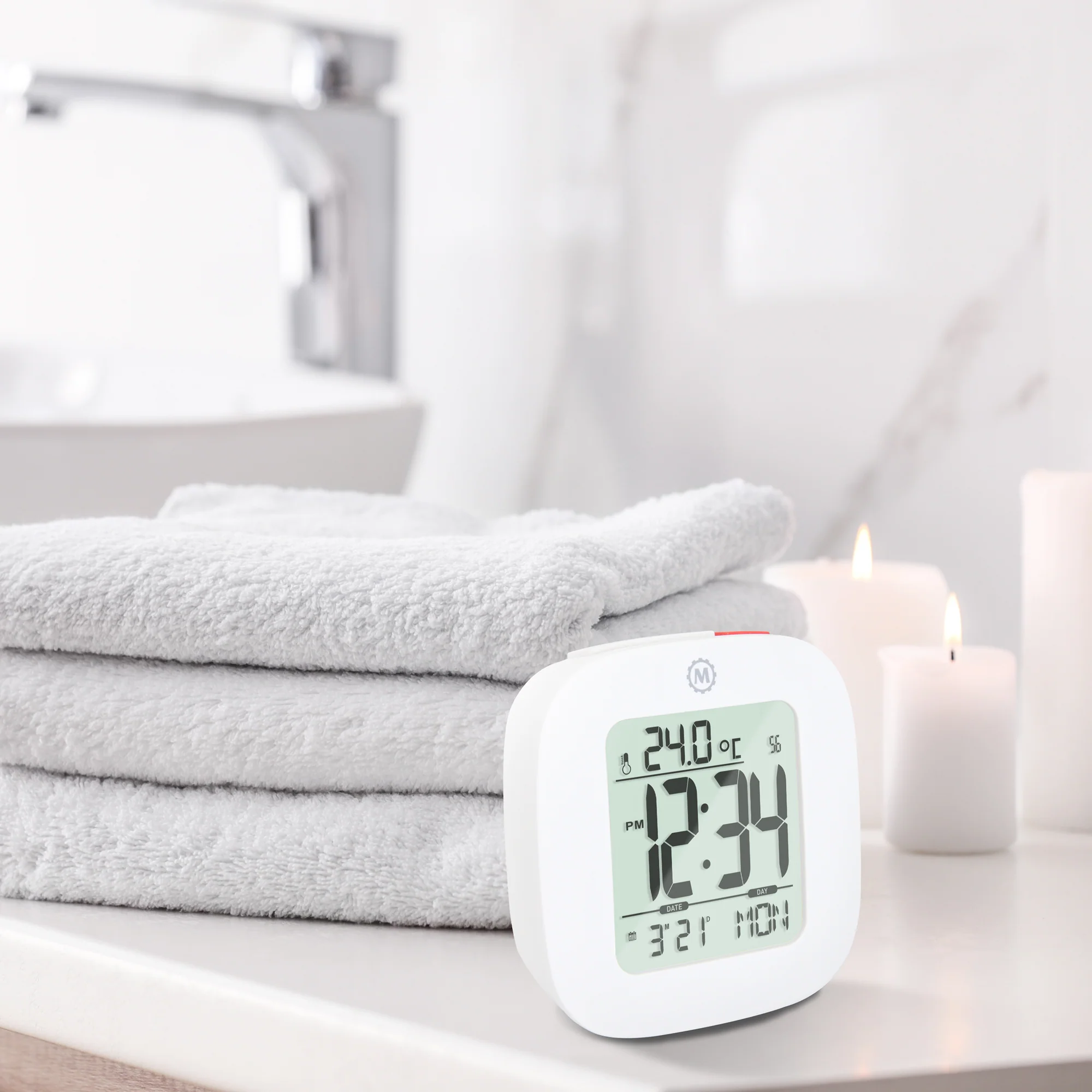 Clock, LCD, Alarm, Mini, White (25/50)