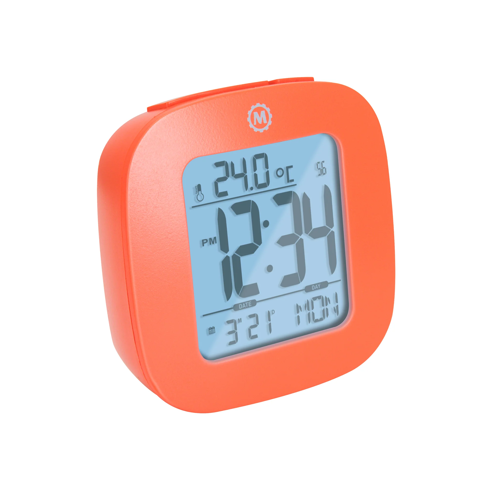 Compact Alarm Clock with Temperature and Date - Orange
