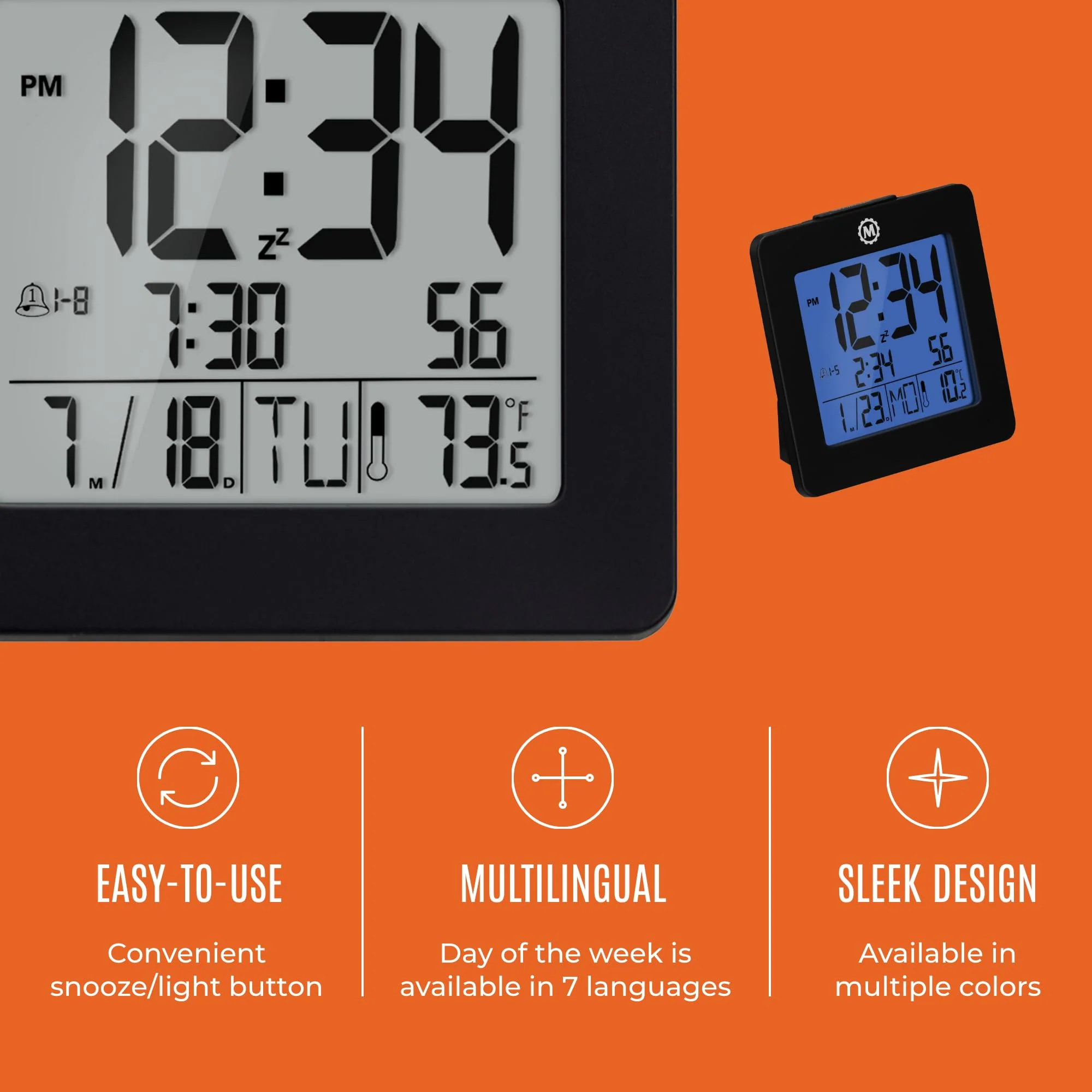 Digital Desktop Clock - Black