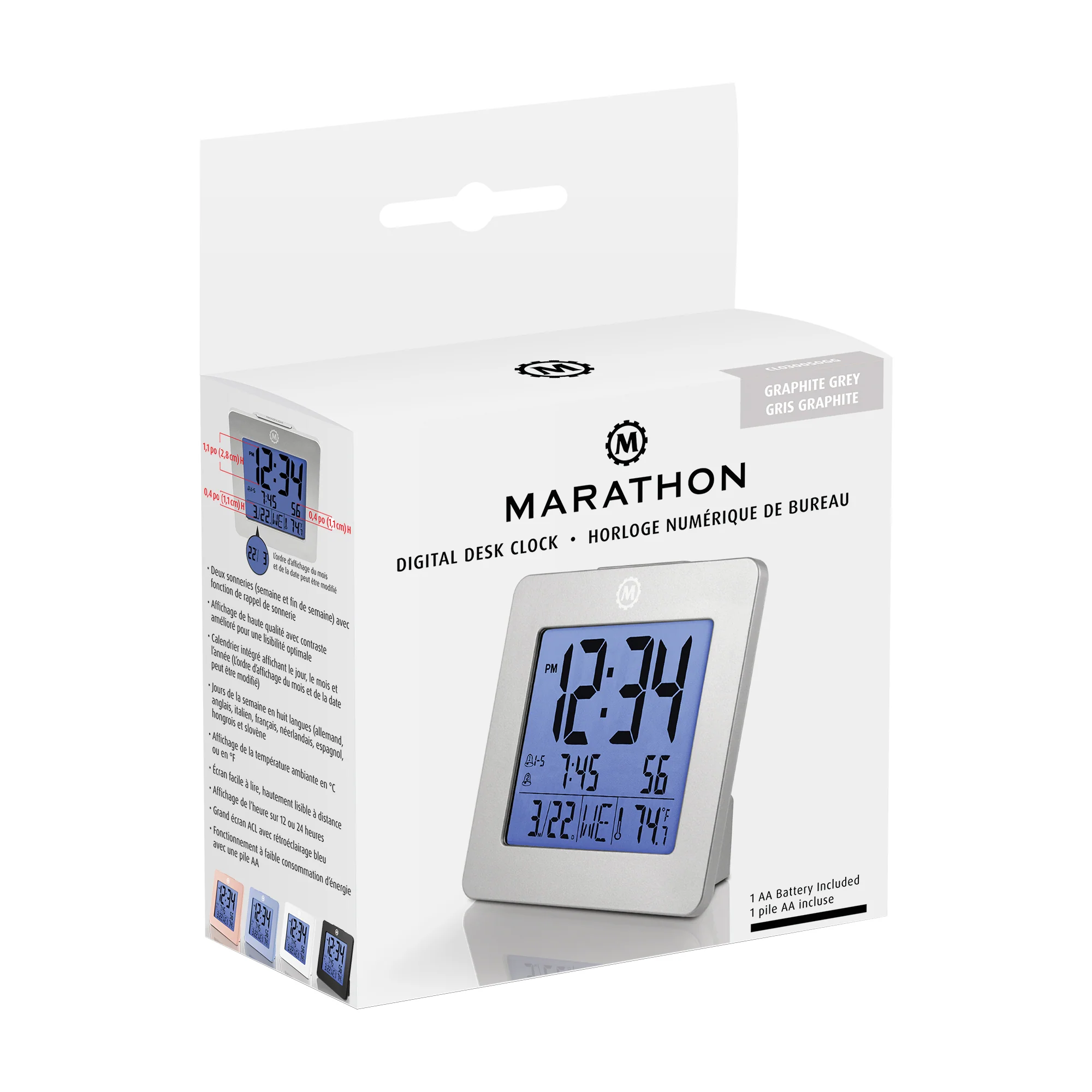 Digital Desktop Clock - Graphite Grey