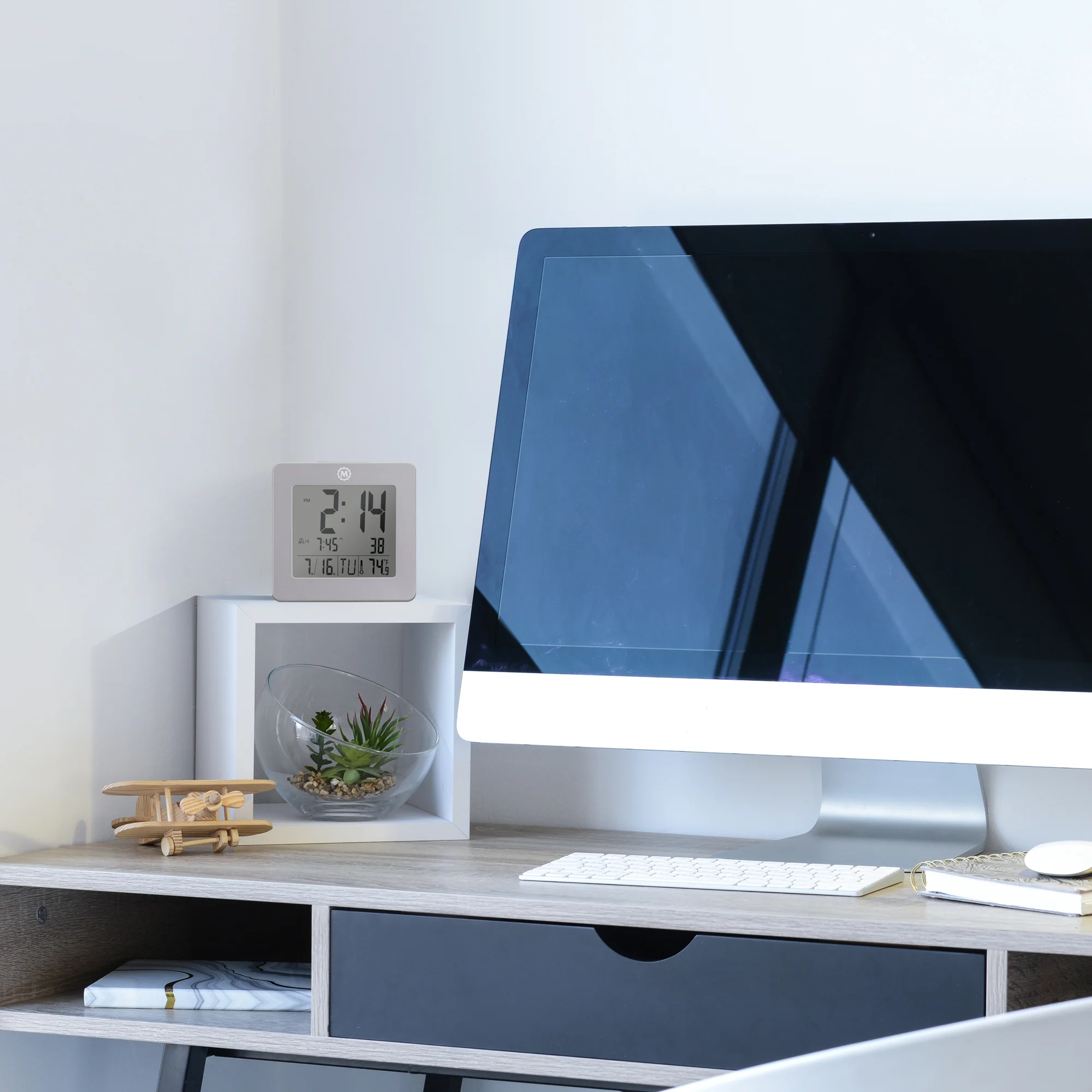 Digital Desktop Clock - Graphite Grey