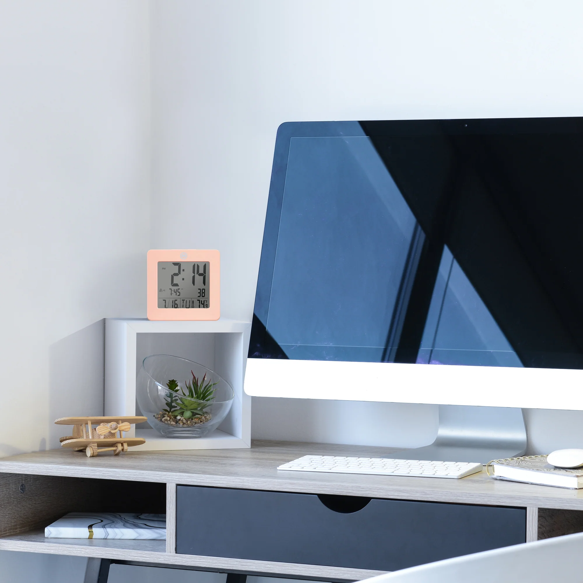 Digital Desktop Clock - Pink