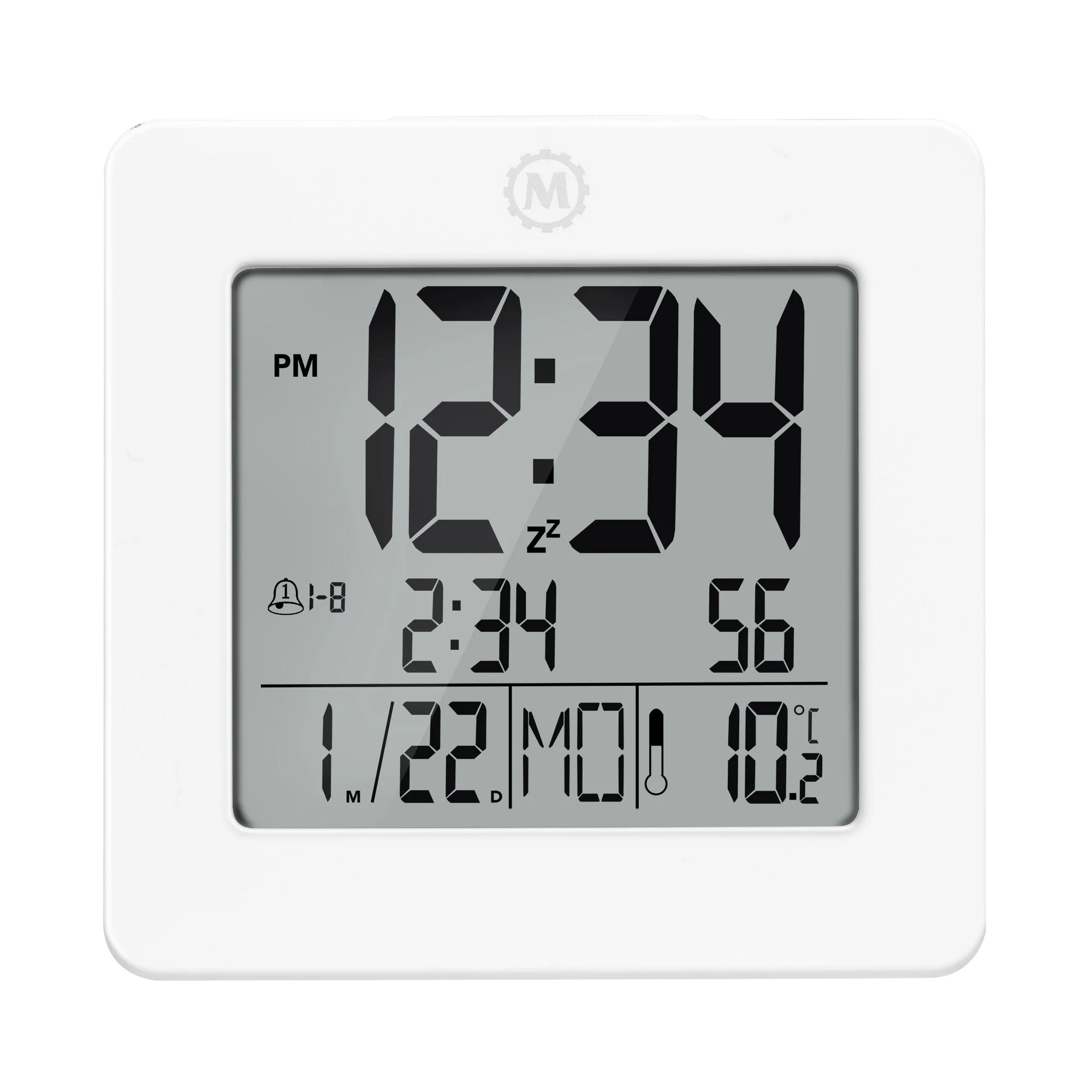 Digital Desktop Clock - White