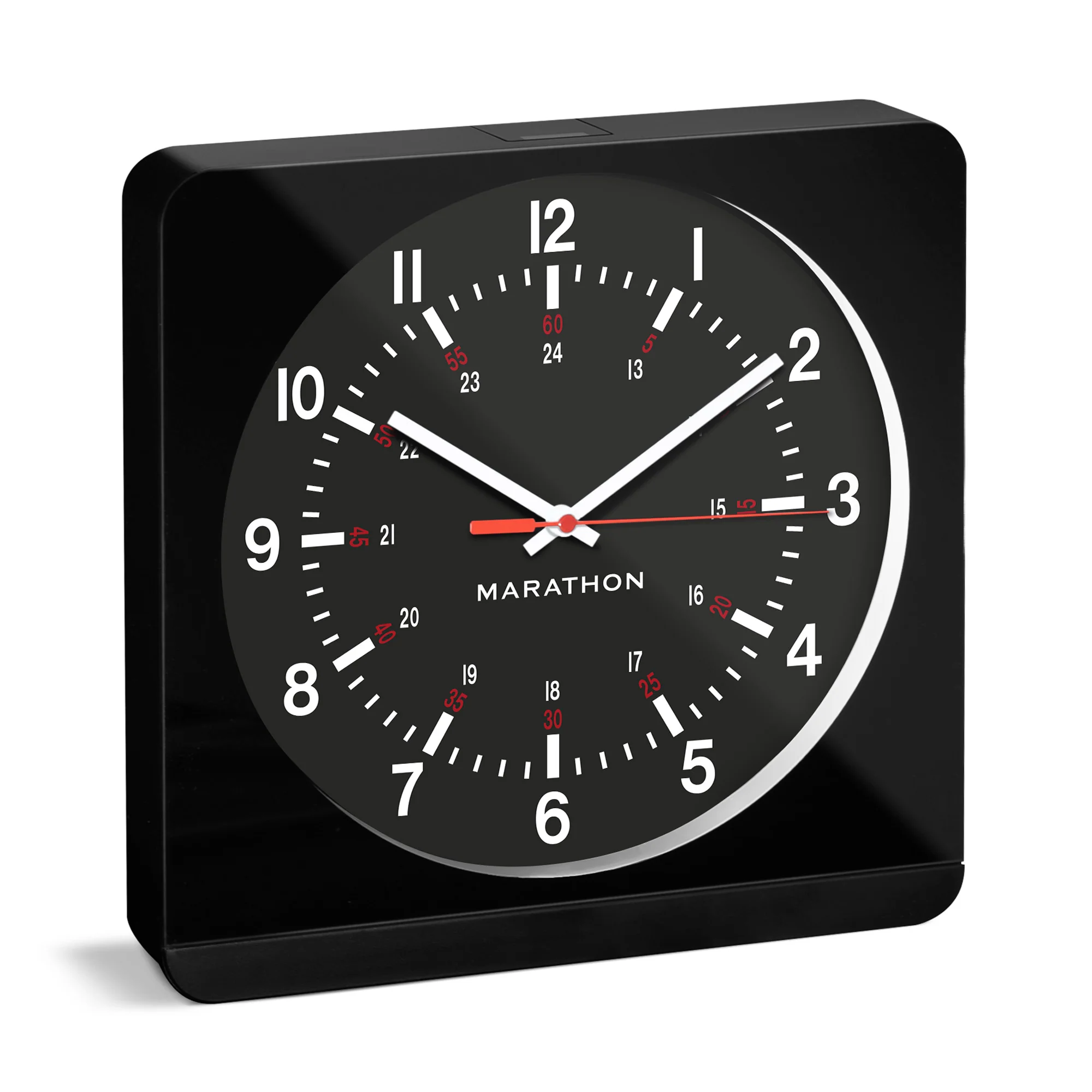 Jumbo 12 Inch Analog Wall Clock with Auto Backlight - Black Case/Black Dial