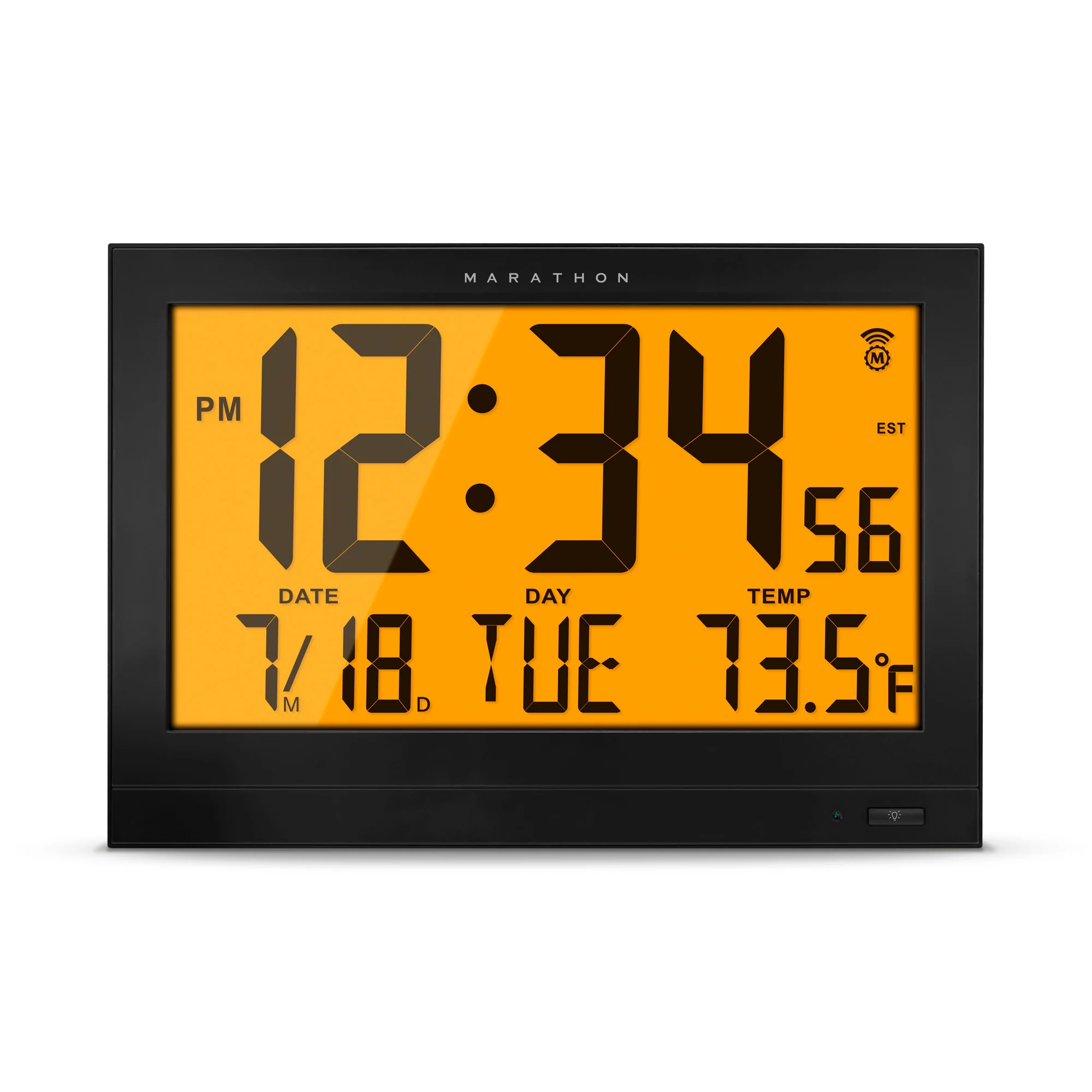Jumbo Self-Setting Wall Clock with Auto Backlight and Power Adapter