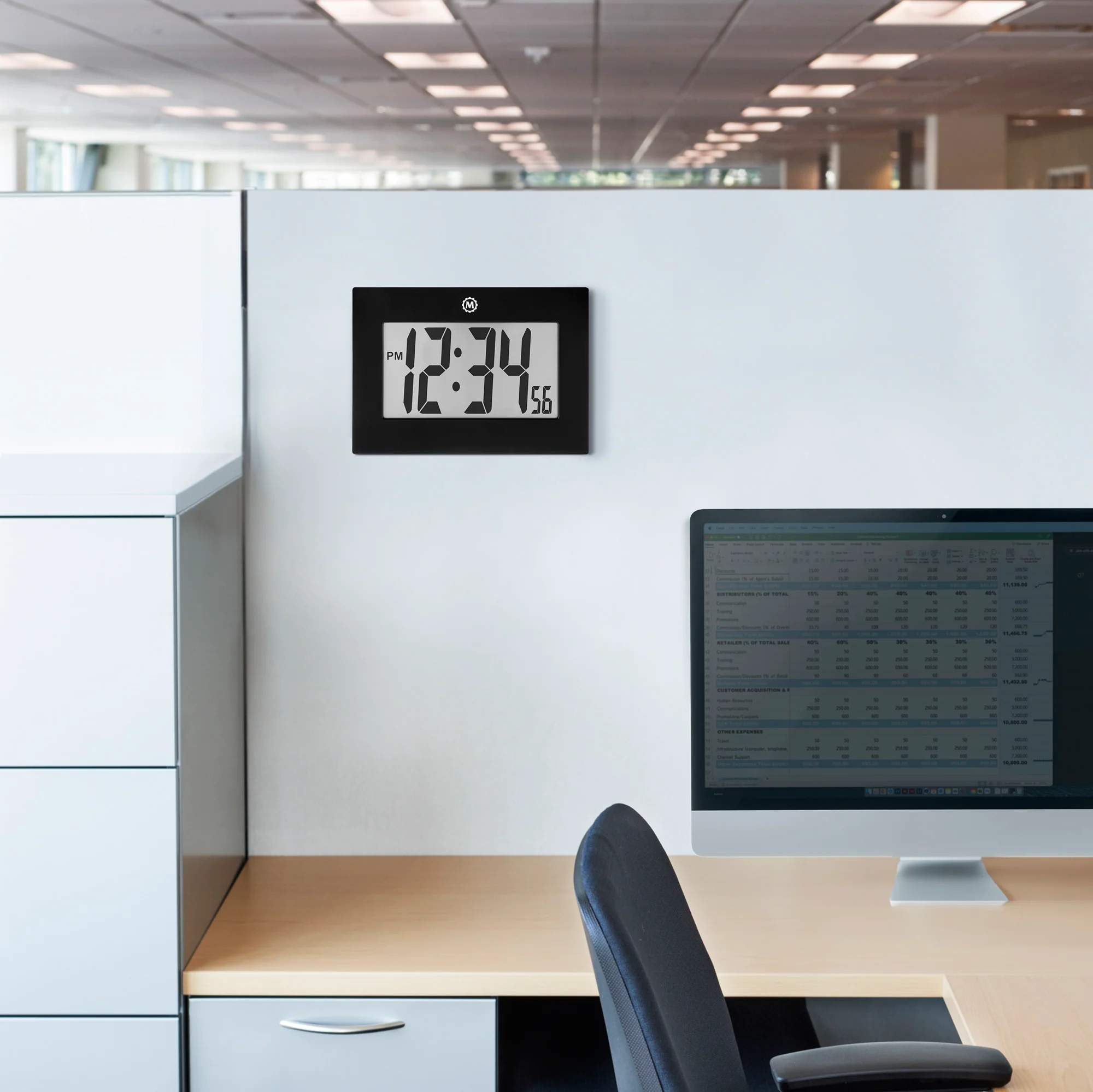 Large Frame Digital Wall Clock - Black