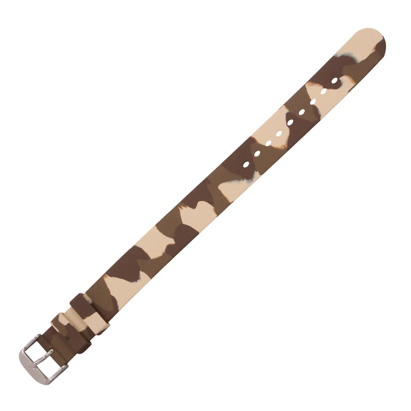 Single-Piece Rubber Strap, Brown Camo, 20mm