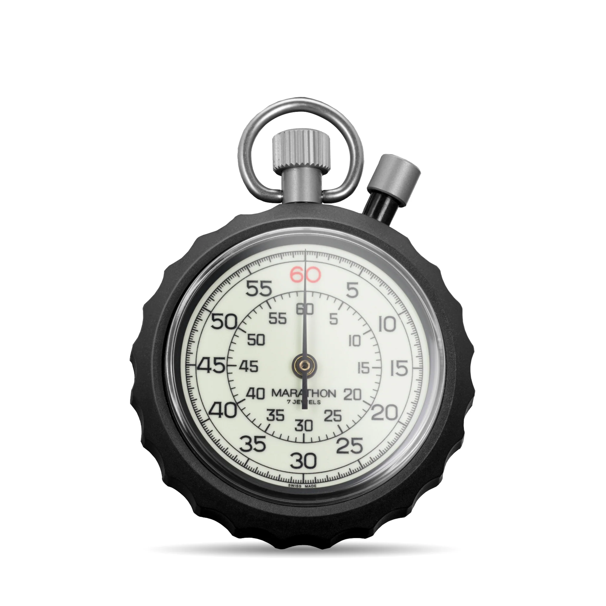 Mechanical Stopwatch: Instantaneous Return and Time-Out, Glow in the Dark, with Central 60 min Register
