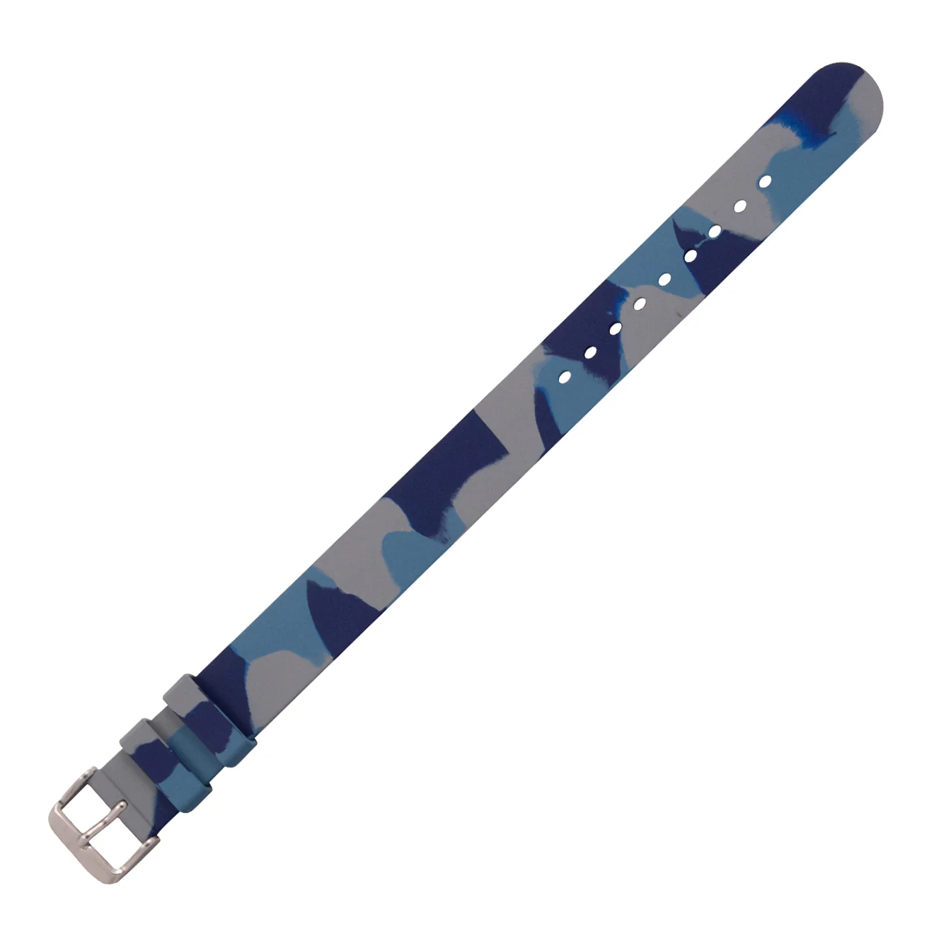 Single-Piece Rubber Strap, Blue Camo, 20mm