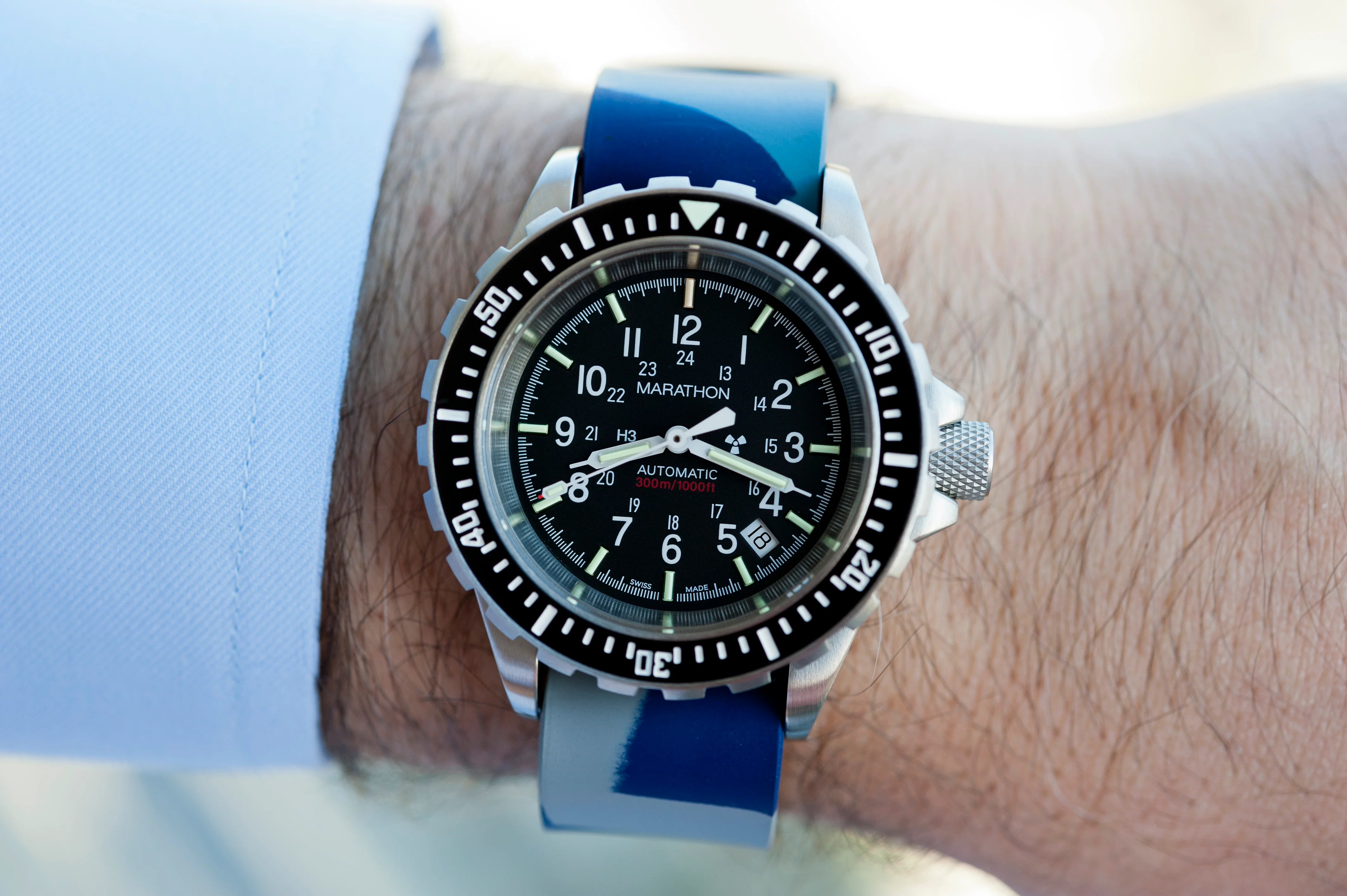 Single-Piece Rubber Strap, Blue Camo, 20mm