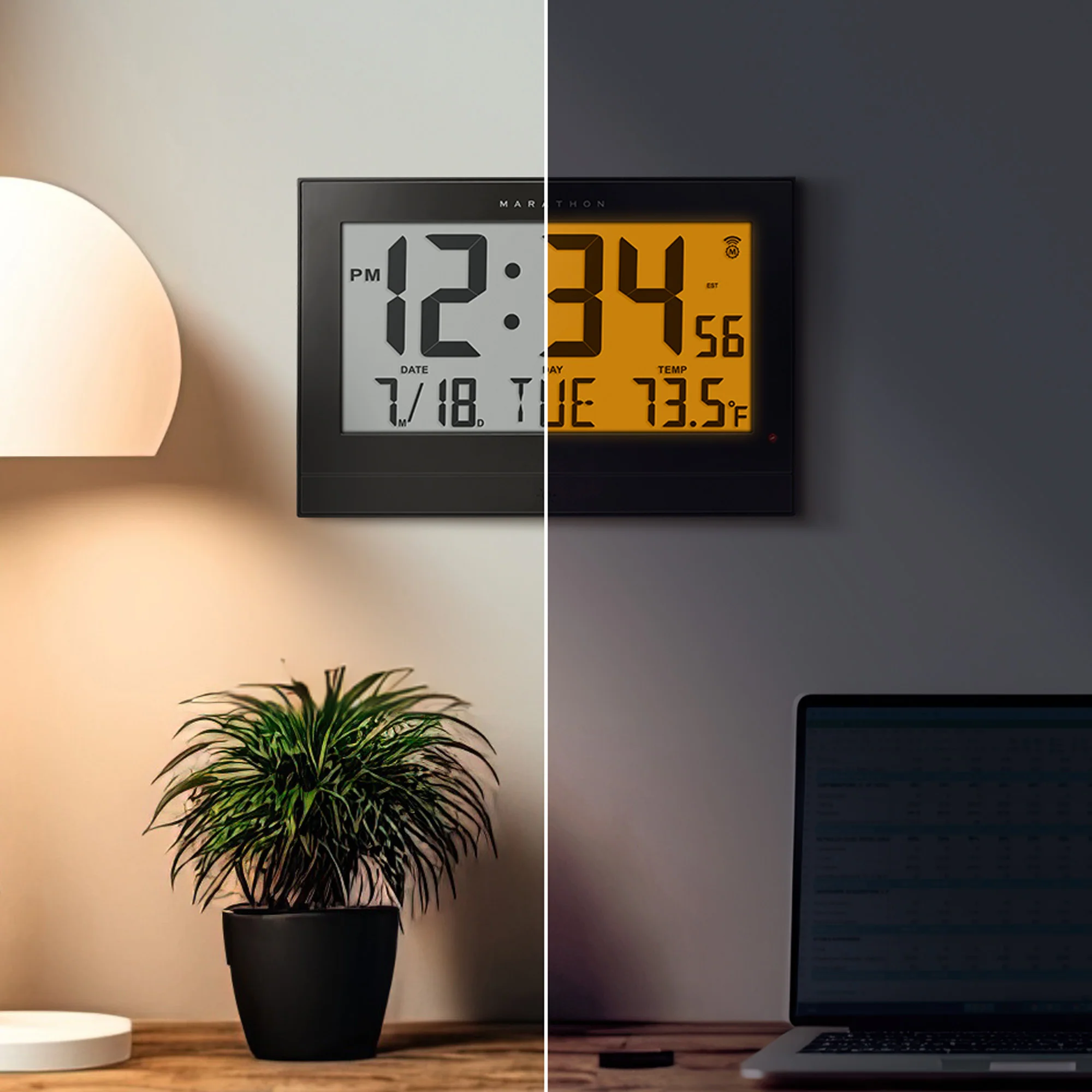 Self-Setting Clock with Auto Backlight and Power Adapter
