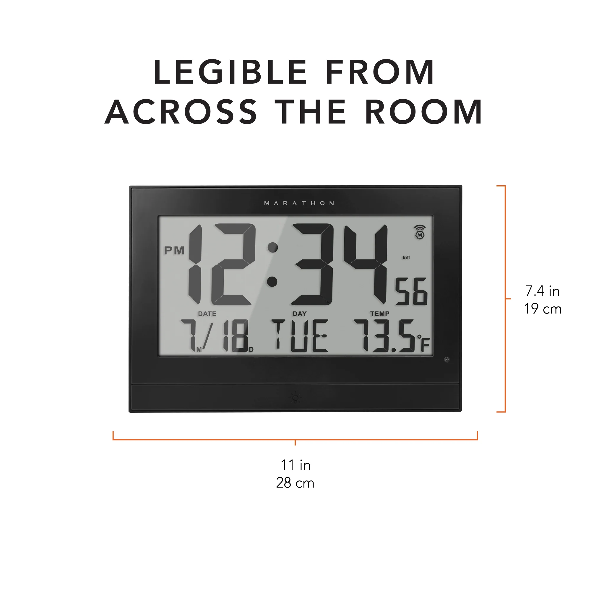 Self-Setting Clock with Auto Backlight and Power Adapter