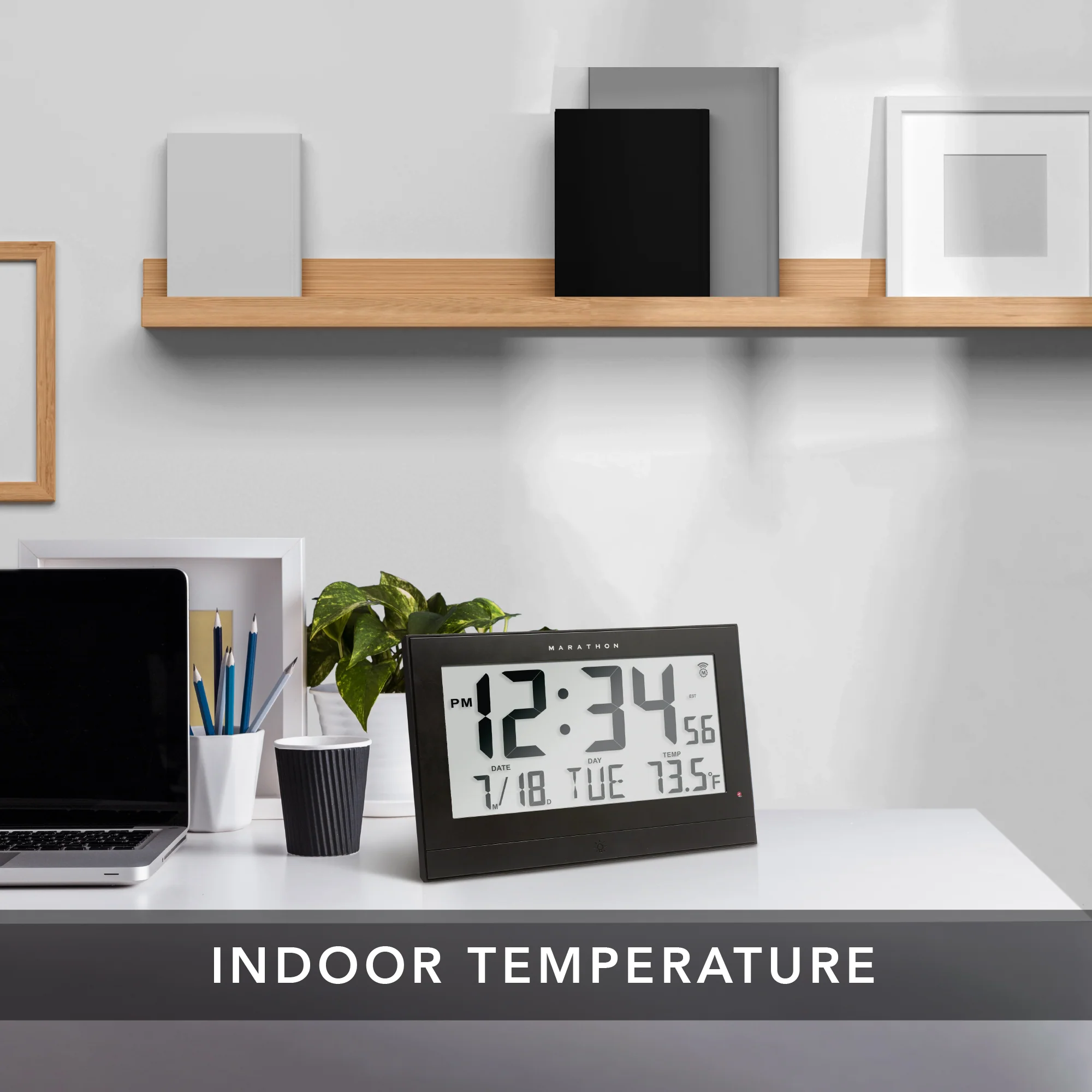 Self-Setting Clock with Auto Backlight and Power Adapter