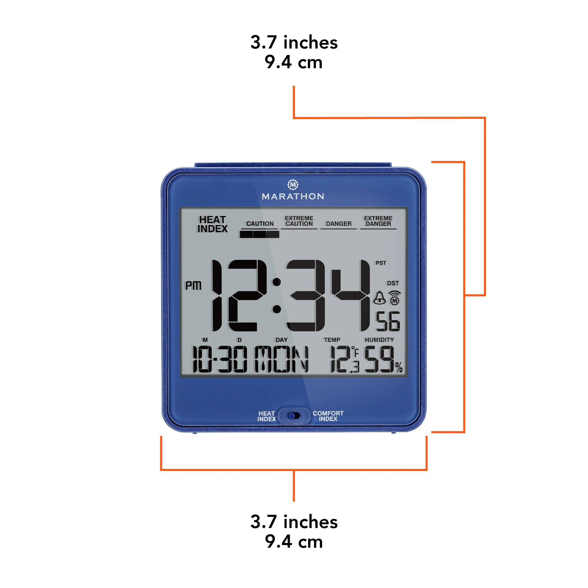 Self-Setting Desk Clock with Backlight, Heat & Comfort Index 18 Self-Setting Desk Clock with Backlight, Heat & Comfort Index
