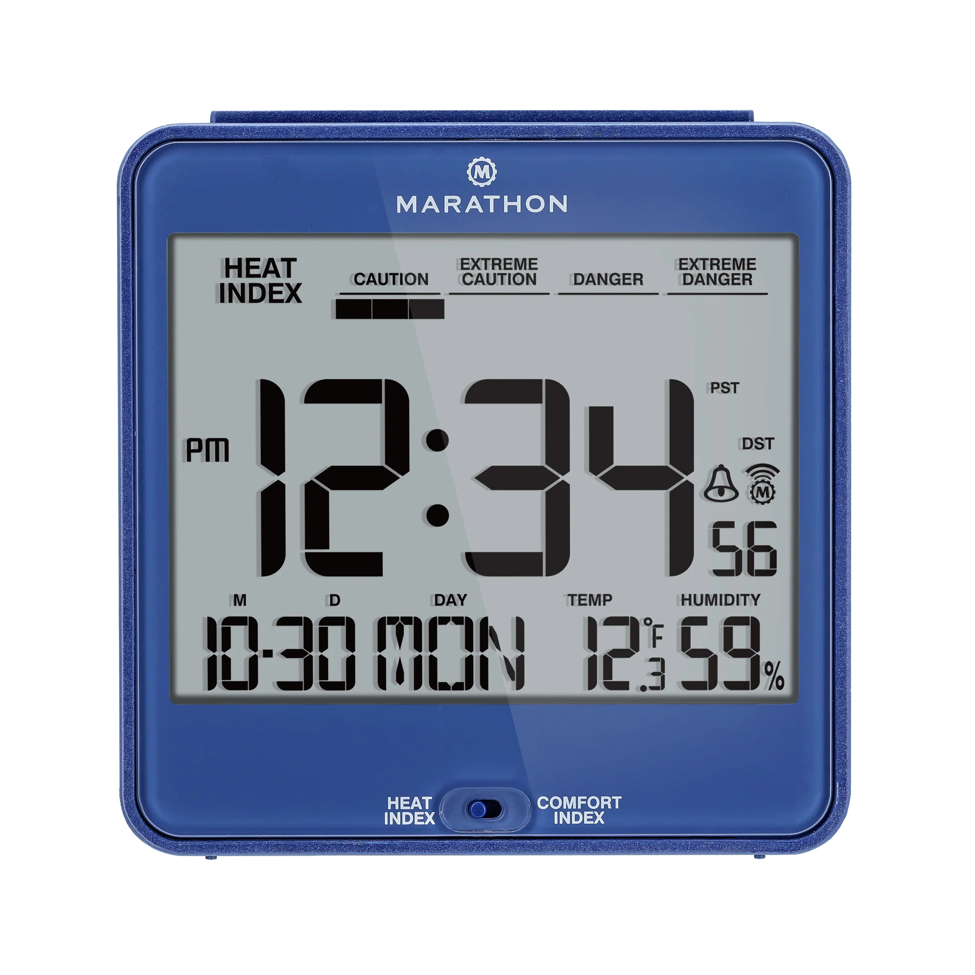 Self-Setting Desk Clock with Backlight, Heat & Comfort Index 25 Self-Setting Desk Clock with Backlight, Heat & Comfort Index