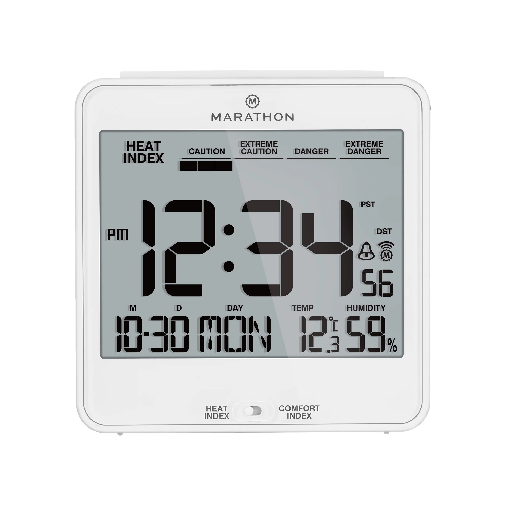 Self-Setting Desk Clock with Backlight, Heat & Comfort Index 36 Self-Setting Desk Clock with Backlight, Heat & Comfort Index