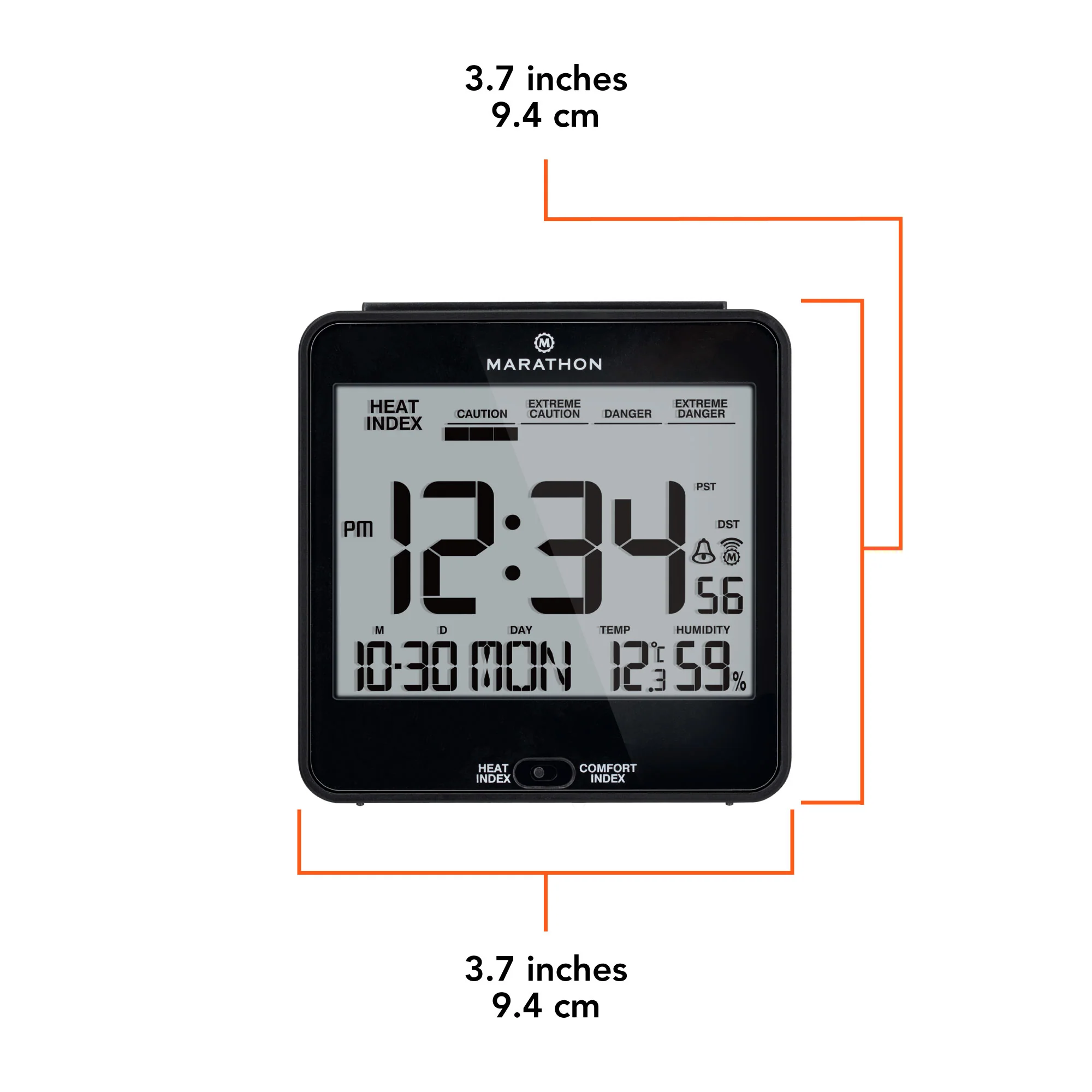 Self-Setting Desk Clock with Backlight, Heat & Comfort Index 46 Self-Setting Desk Clock with Backlight, Heat & Comfort Index