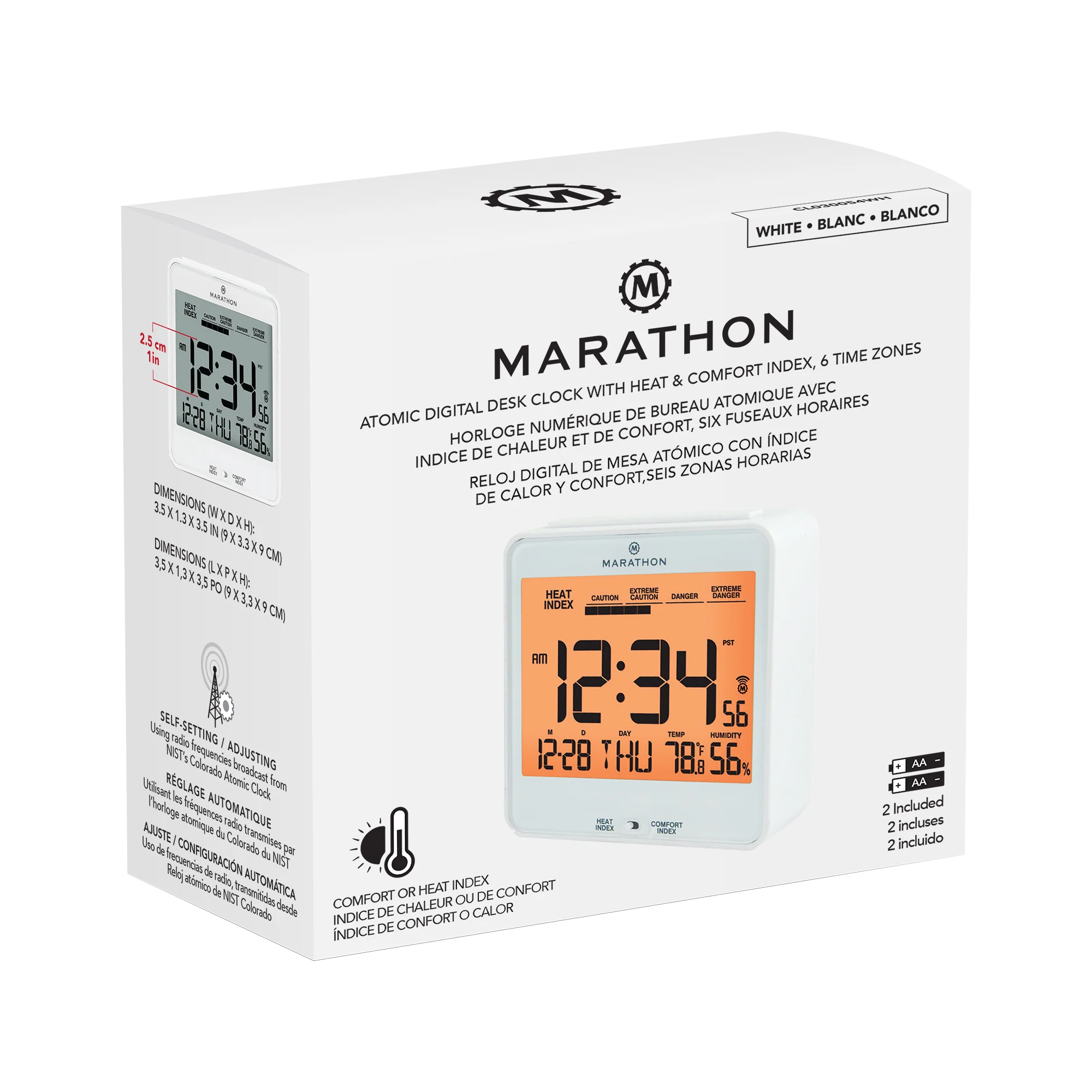 Self-Setting Desk Clock with Backlight, Heat & Comfort Index 60 Self-Setting Desk Clock with Backlight, Heat & Comfort Index