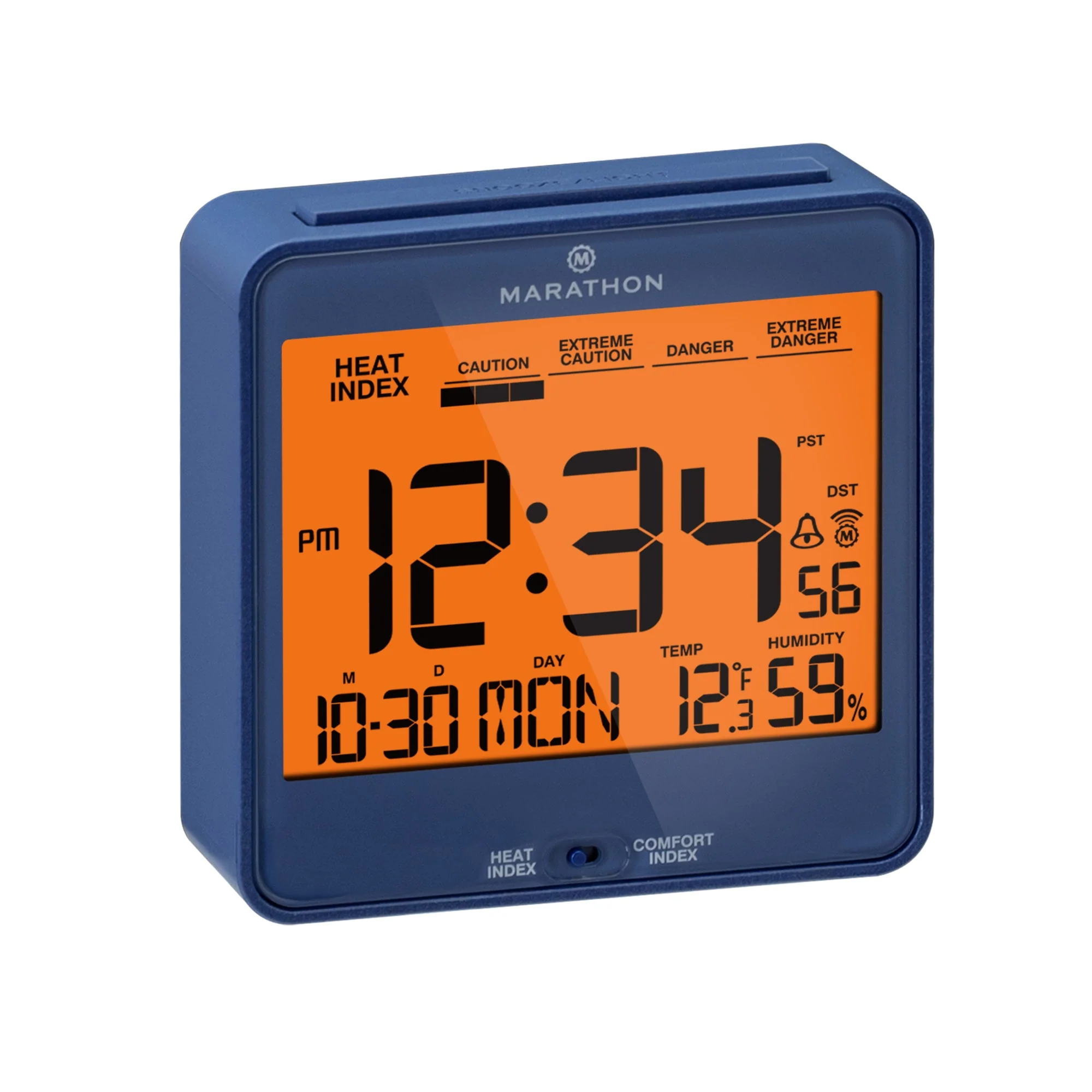 Self-Setting Desk Clock with Backlight, Heat & Comfort Index 8 Self-Setting Desk Clock with Backlight, Heat & Comfort Index