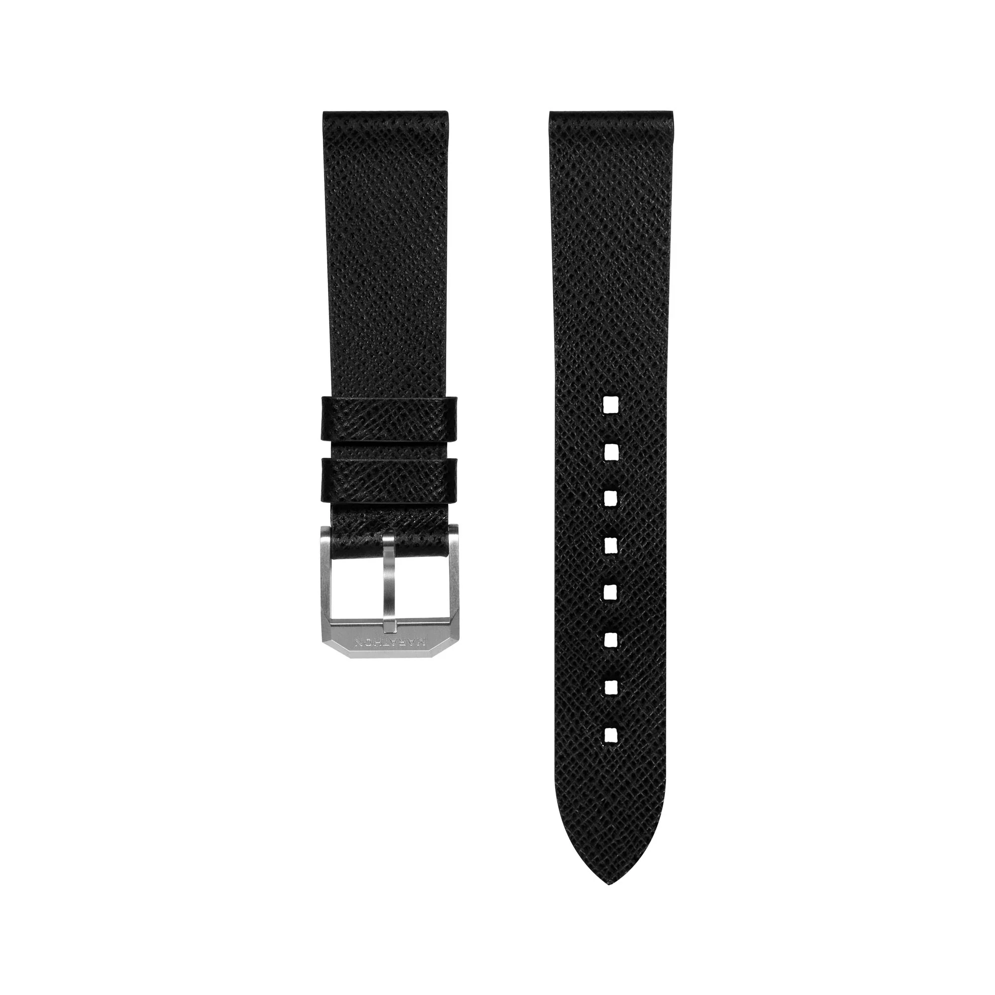 2-Piece Leather Strap, 18mm,  Black, Brushed Hardware