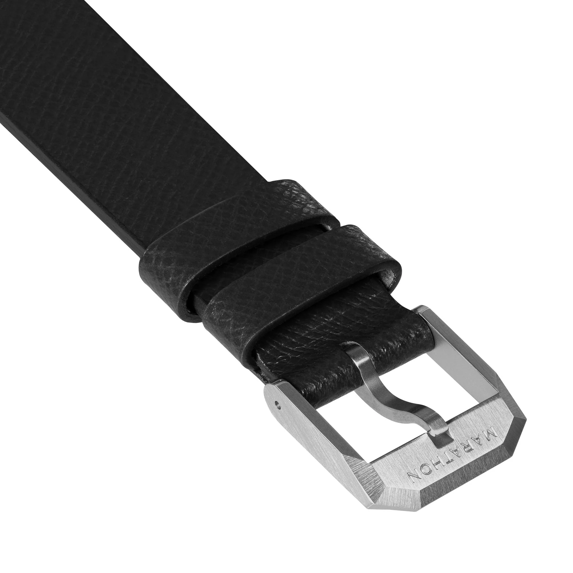 2-Piece Leather Strap, 18mm,  Black, Brushed Hardware