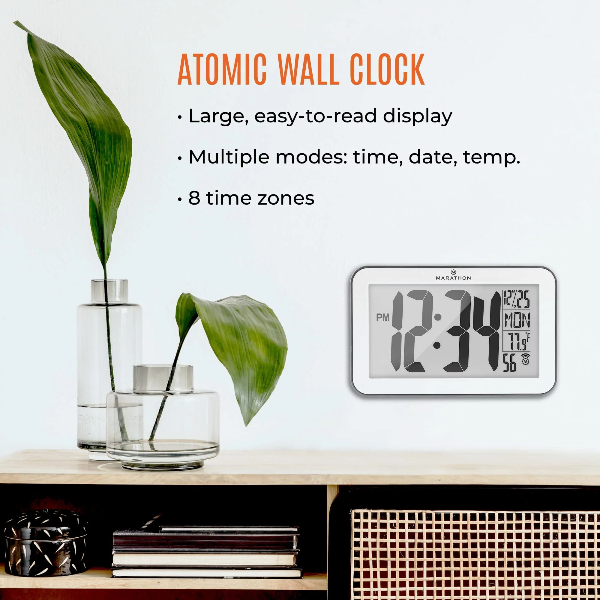 Self-Setting Wall Clock With 8 Time Zones - Silver (with Black Outline) 2 Self-Setting Wall Clock With 8 Time Zones - Silver (with Black Outline)
