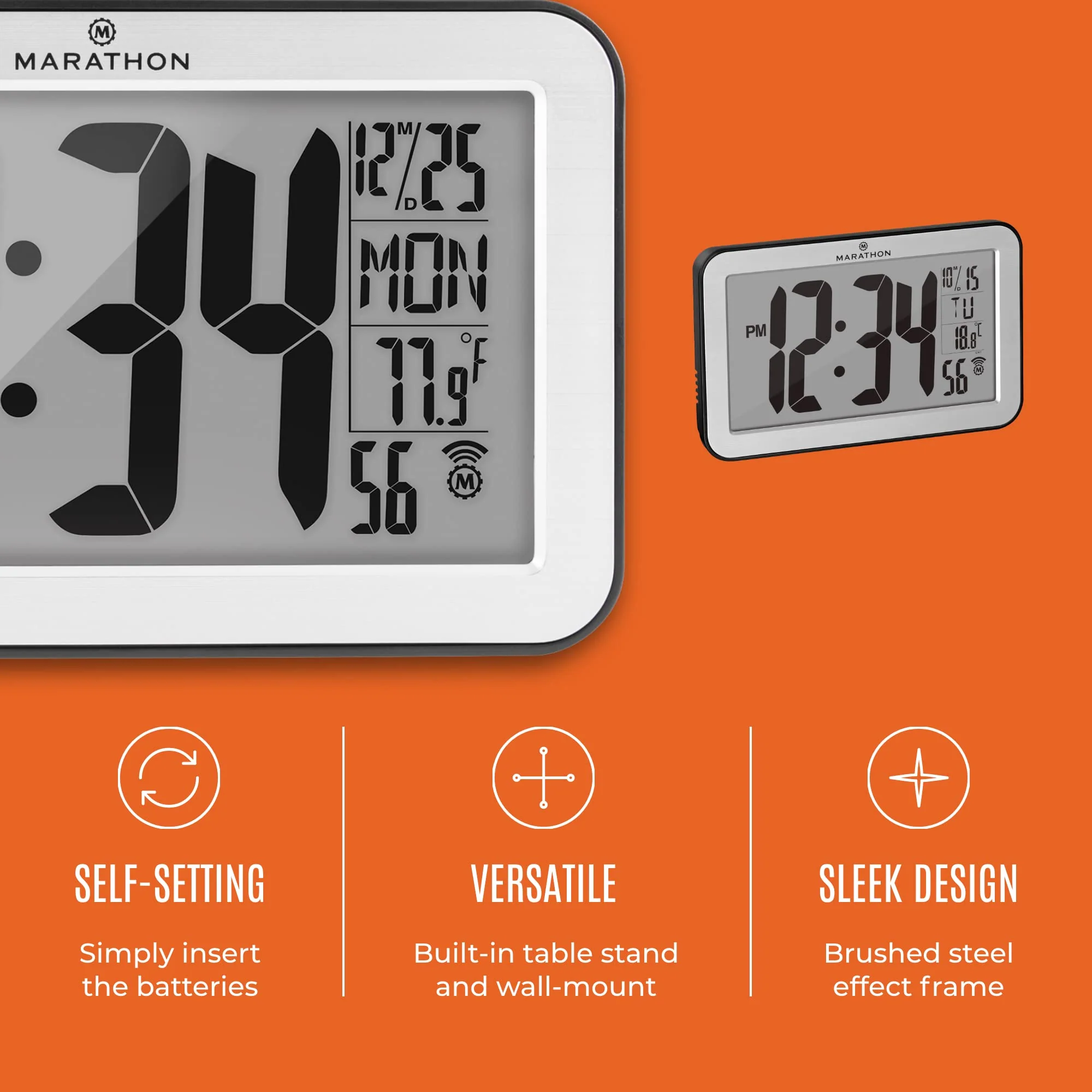 Self-Setting Wall Clock With 8 Time Zones - Silver (with Black Outline) 3 Self-Setting Wall Clock With 8 Time Zones - Silver (with Black Outline)