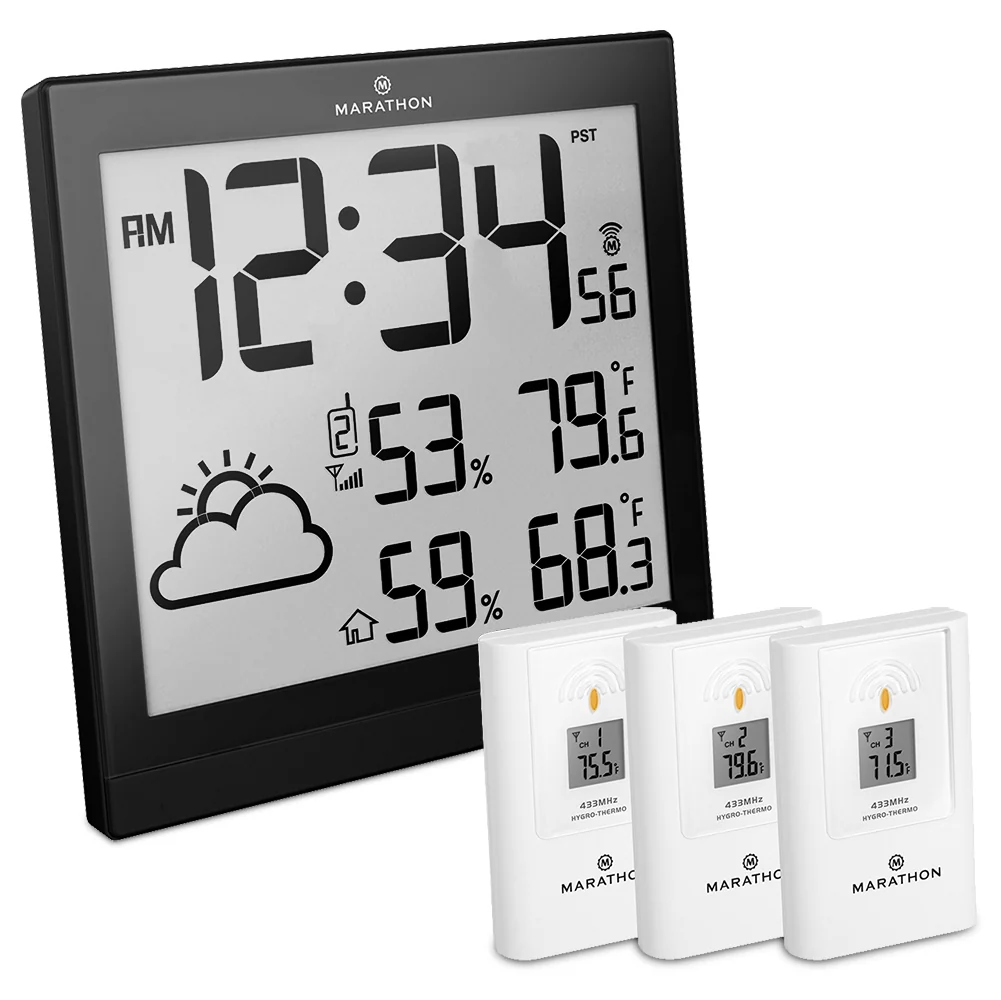 Self-Setting Weather Station and Clock with 3 Remote Sensors