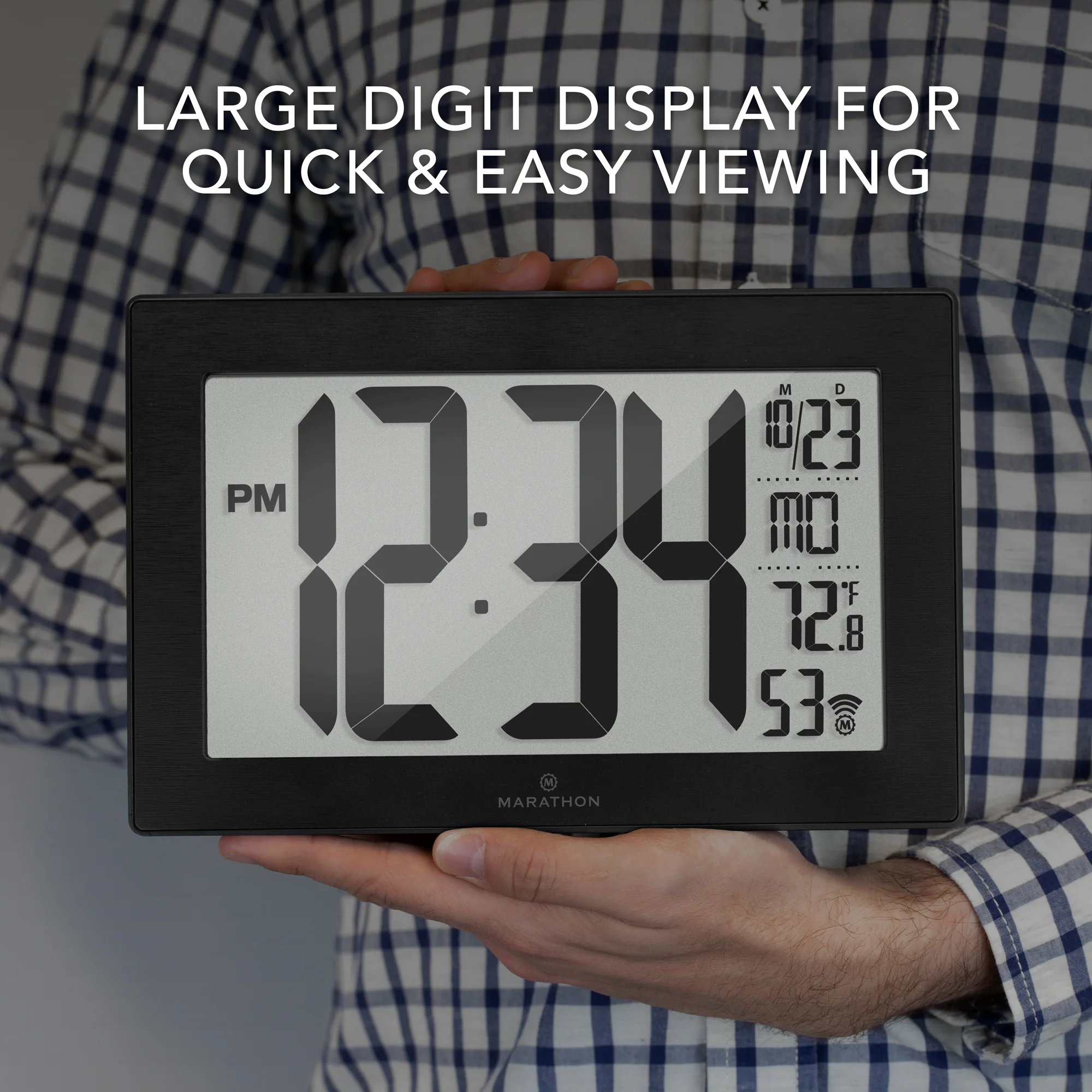 Self-Setting, Self-Adjusting, Wall Clock w/ Stand & 8 Time Zones - Black/Black Stainless Steel 5 Self-Setting, Self-Adjusting, Wall Clock w/ Stand & 8 Time Zones - Black/Black Stainless Steel