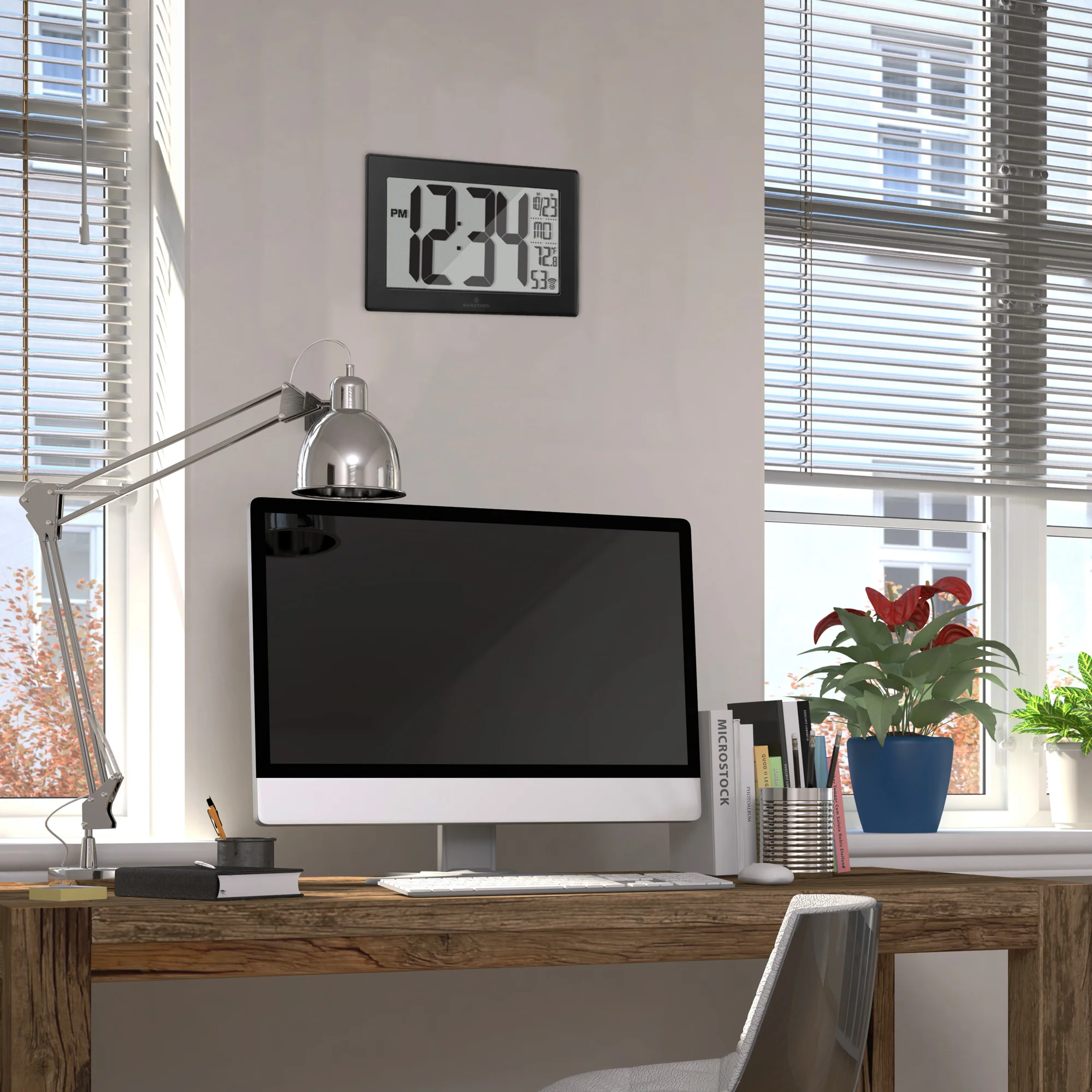 Self-Setting, Self-Adjusting, Wall Clock w/ Stand & 8 Time Zones - Black/Black Stainless Steel 6 Self-Setting, Self-Adjusting, Wall Clock w/ Stand & 8 Time Zones - Black/Black Stainless Steel