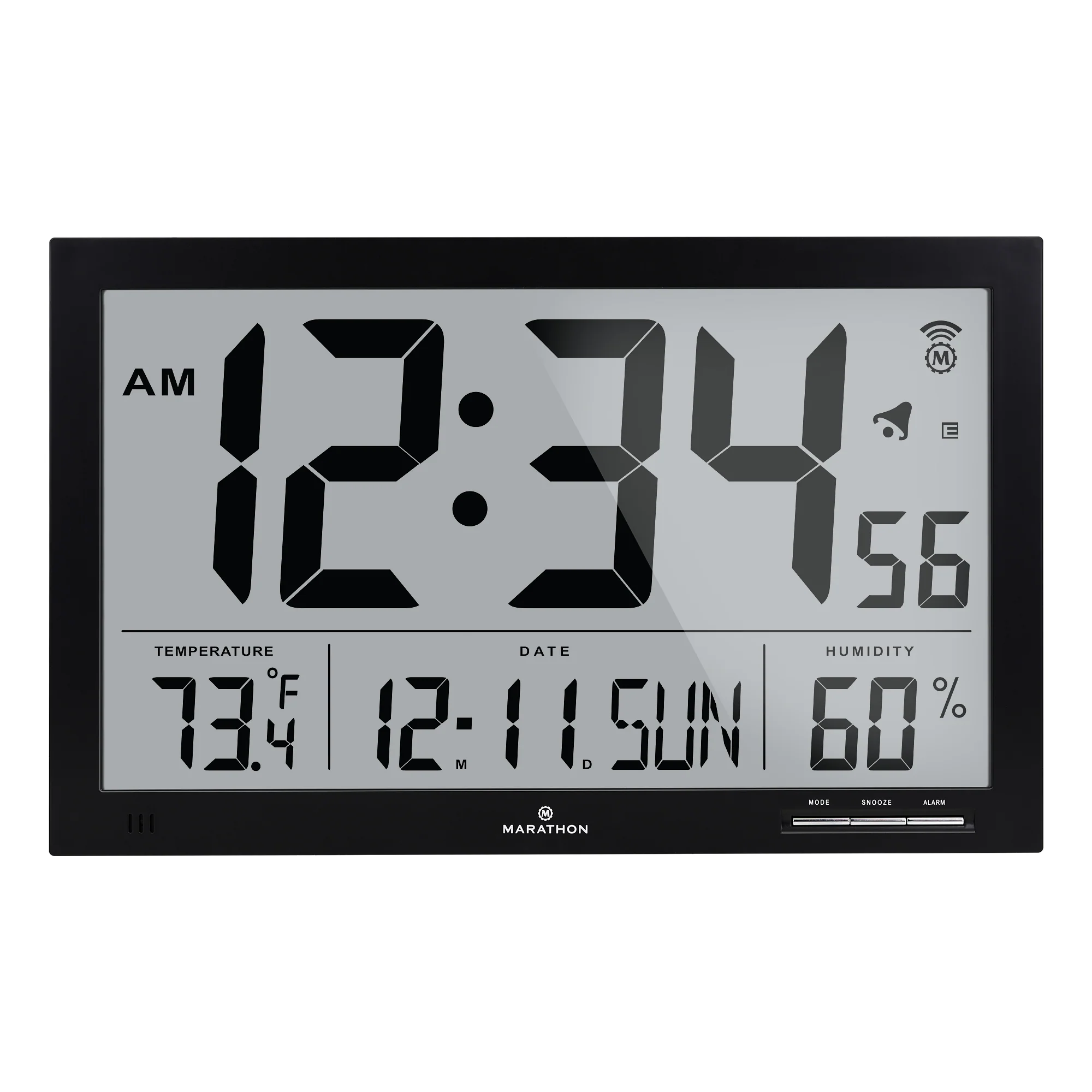 Slim Jumbo Self-Setting Wall Clock with Indoor Temperature & Humidity
