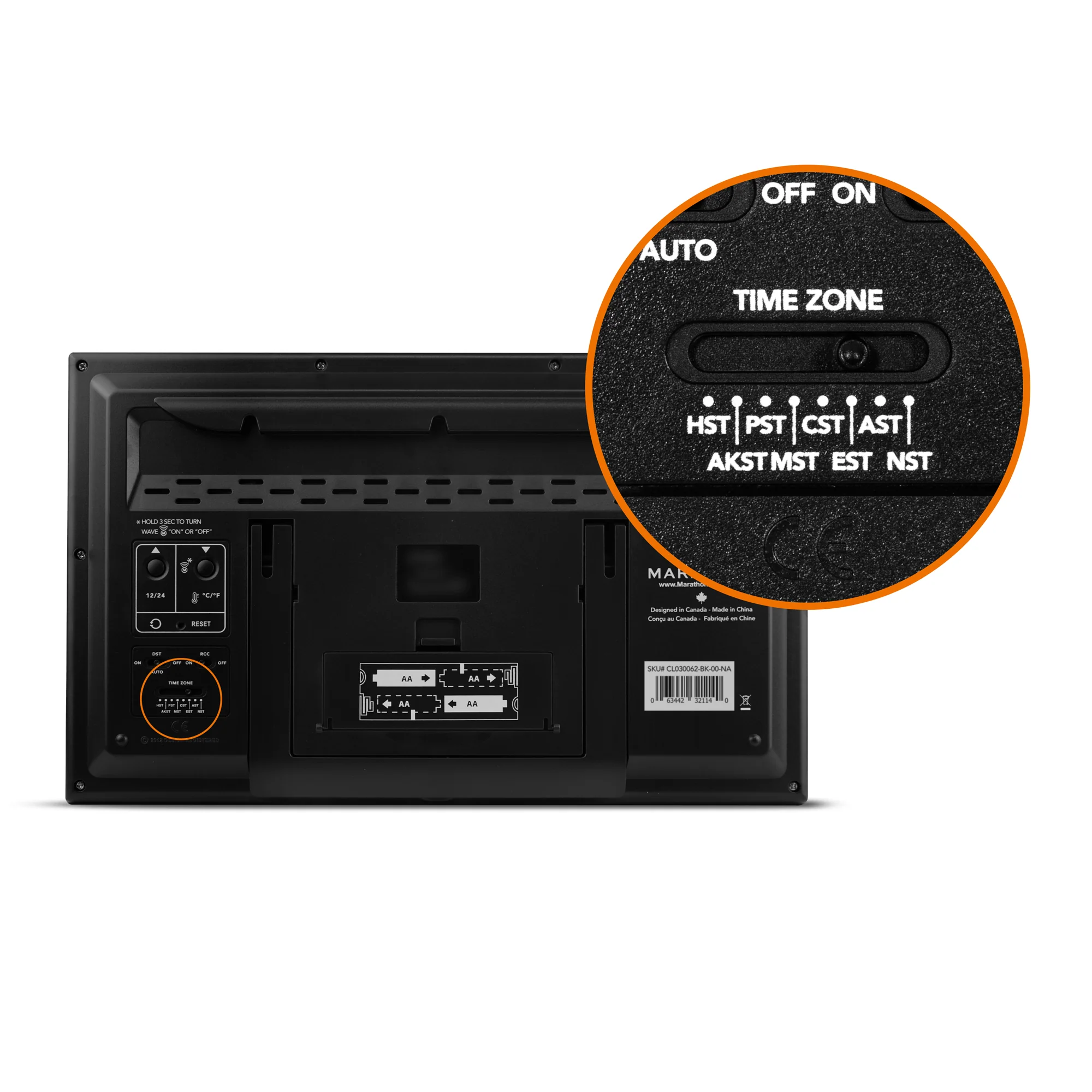 Slim Jumbo Self-Setting Wall Clock with Indoor Temperature & Humidity
