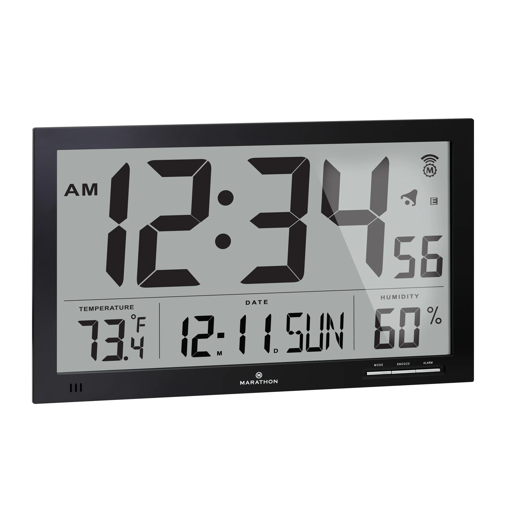 Slim Jumbo Self-Setting Wall Clock with Indoor Temperature & Humidity