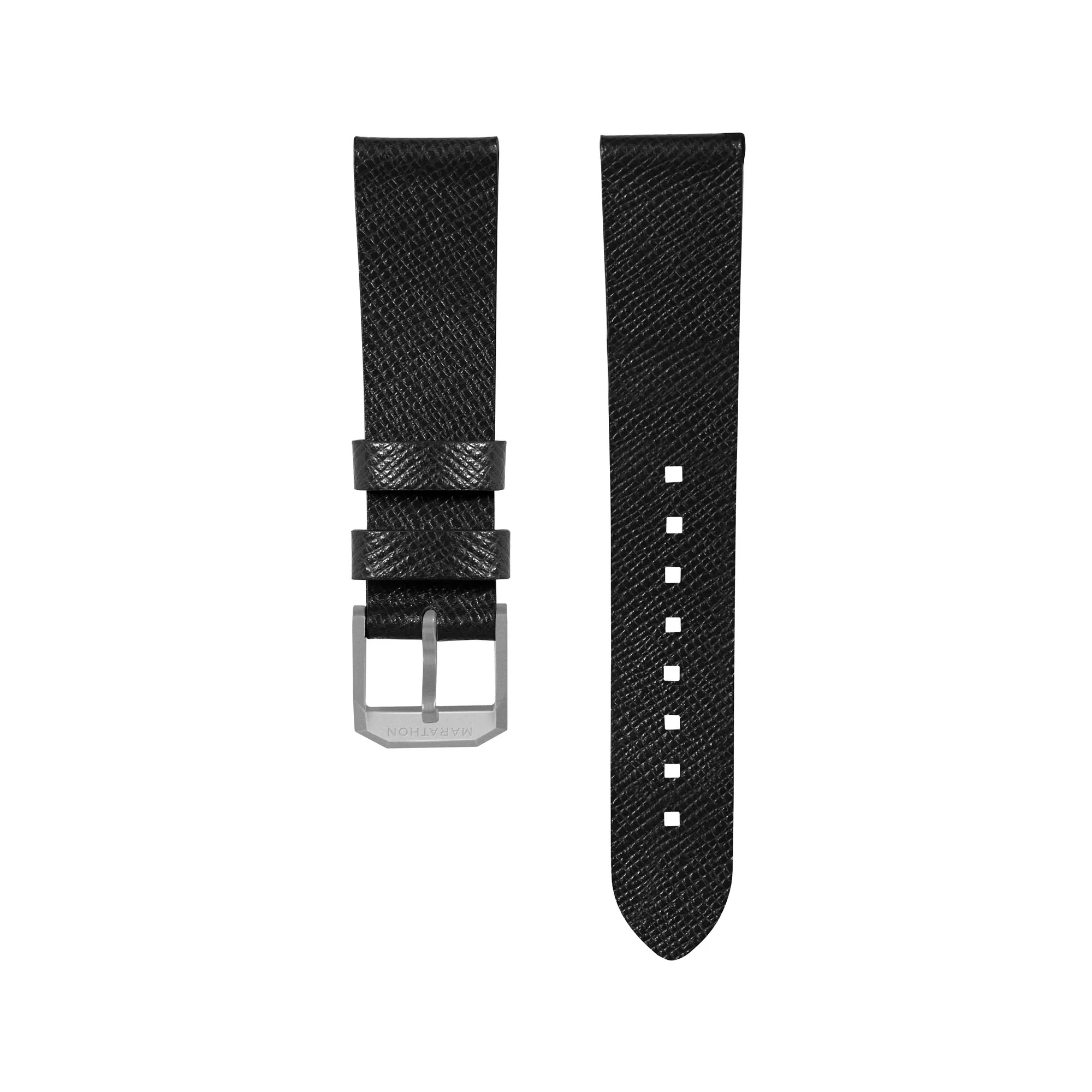 2-Piece Leather Strap, 20mm, Black, Parkerized Hardware