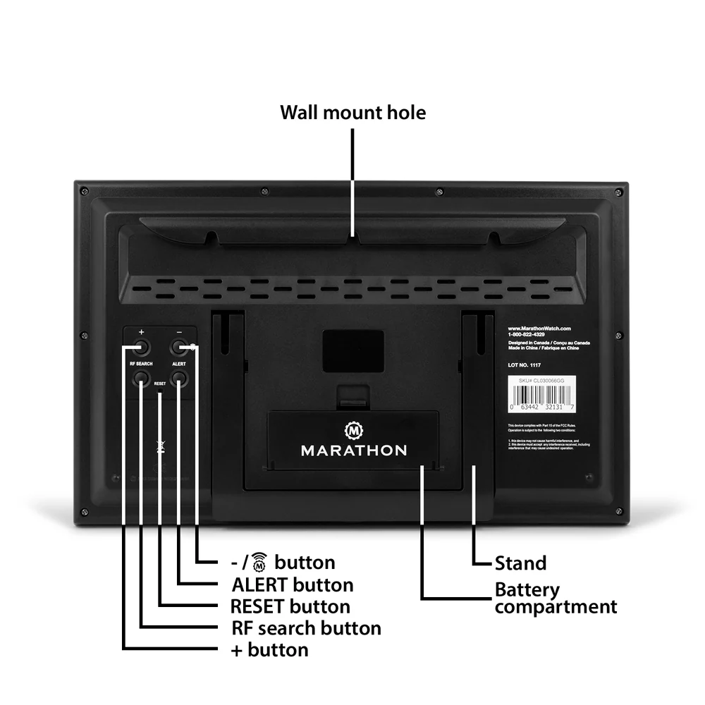 Self-Setting Full Calendar Clock with Extra Large Digits Indoor and Outdoor Temperature - Black 4 Self-Setting Full Calendar Clock with Extra Large Digits Indoor and Outdoor Temperature - Black