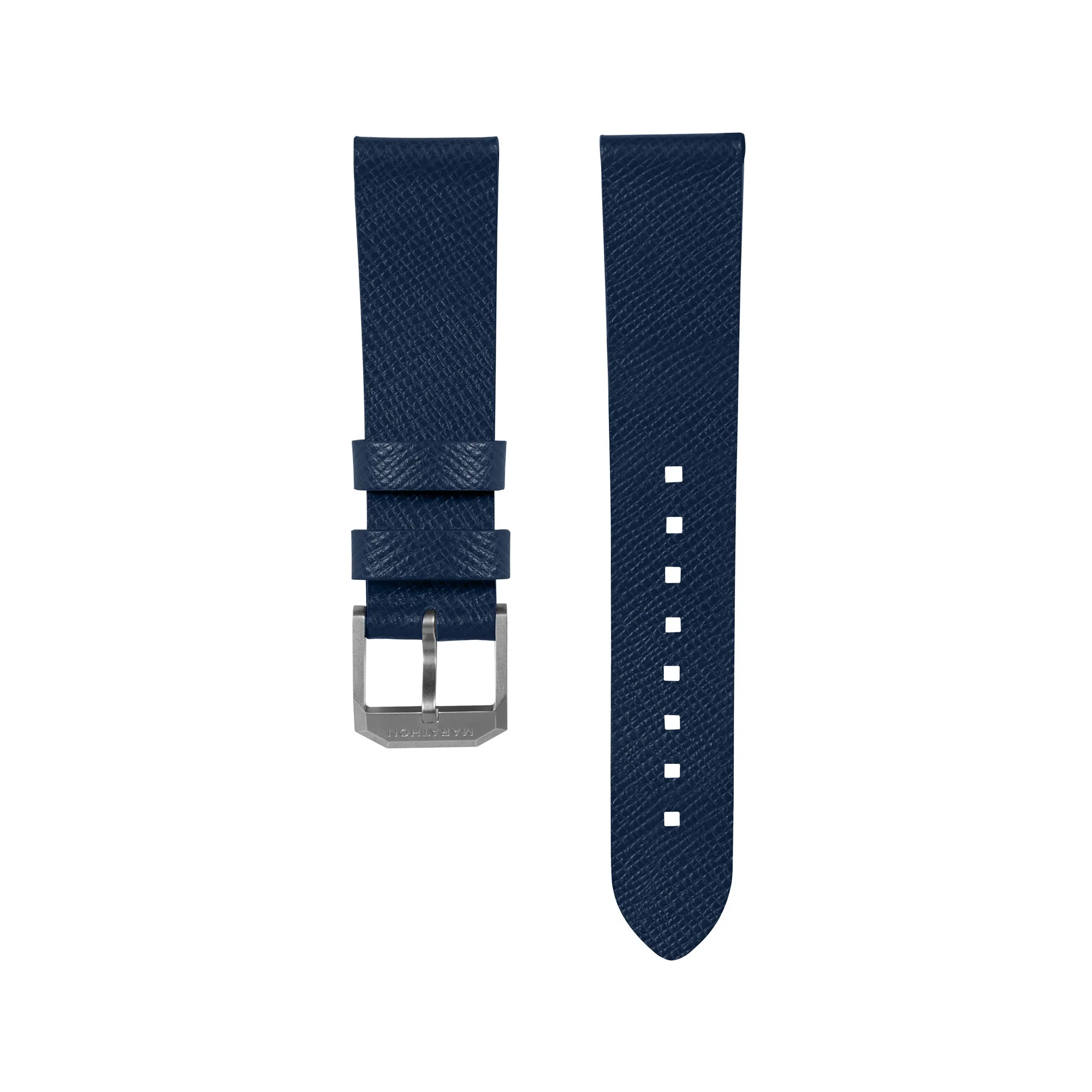 2-Piece Leather Strap, 20mm, Royal Blue, Brushed Steel Hardware