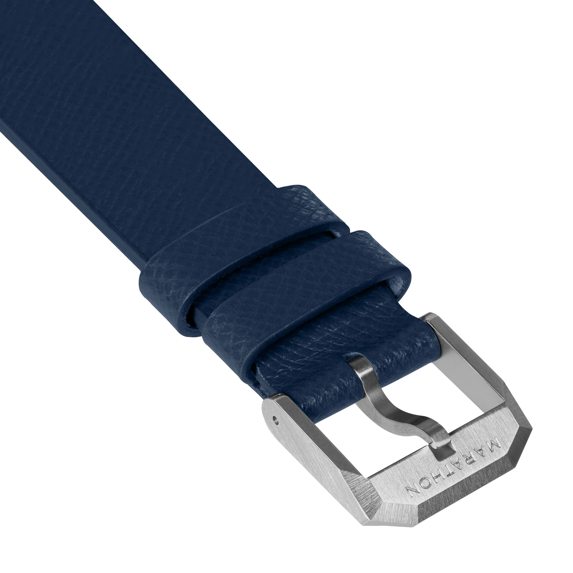 2-Piece Leather Strap, 20mm, Royal Blue, Brushed Steel Hardware
