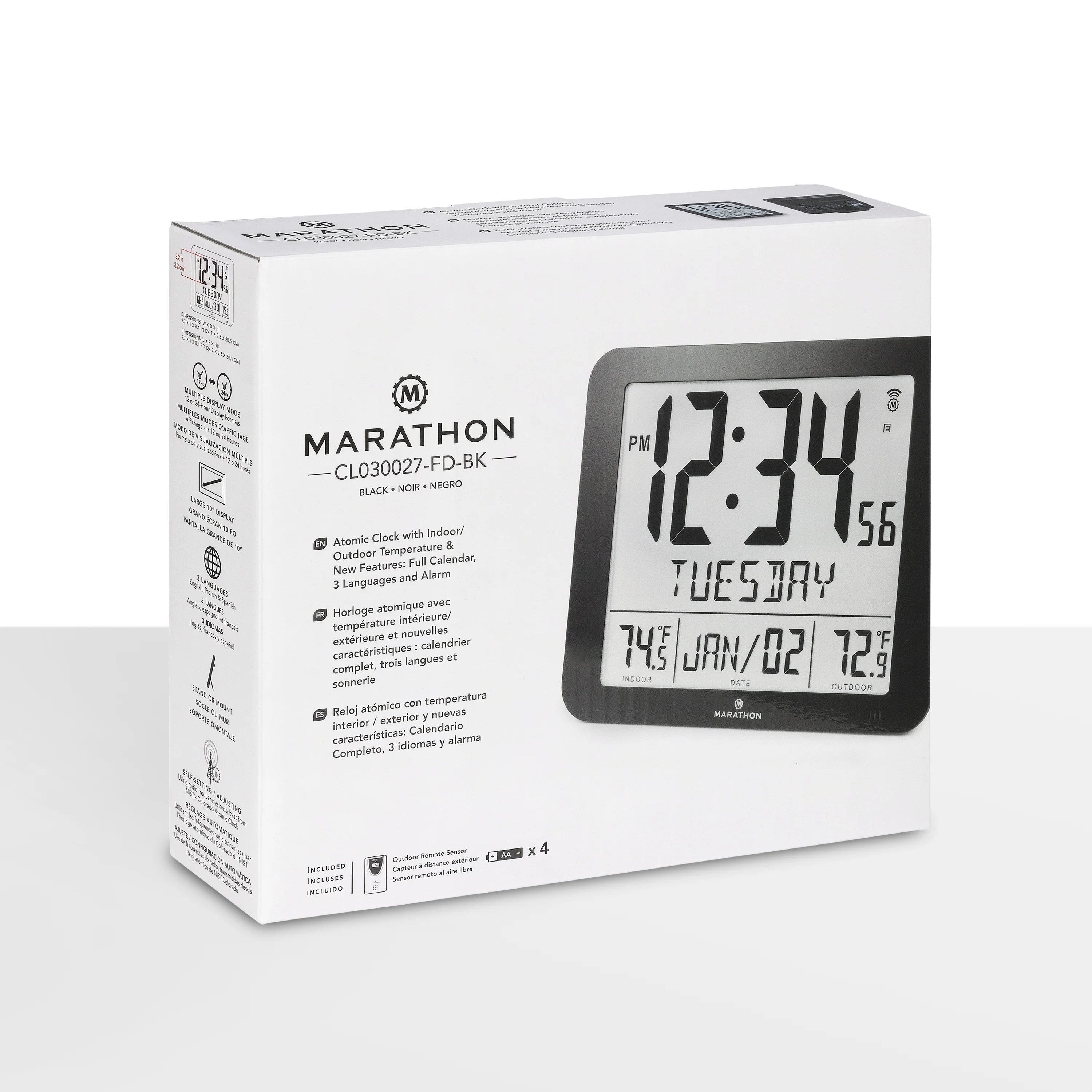 Slim Self-Setting Full Calendar Wall Clock with Indoor/Outdoor Temperature 10 Slim Self-Setting Full Calendar Wall Clock with Indoor/Outdoor Temperature