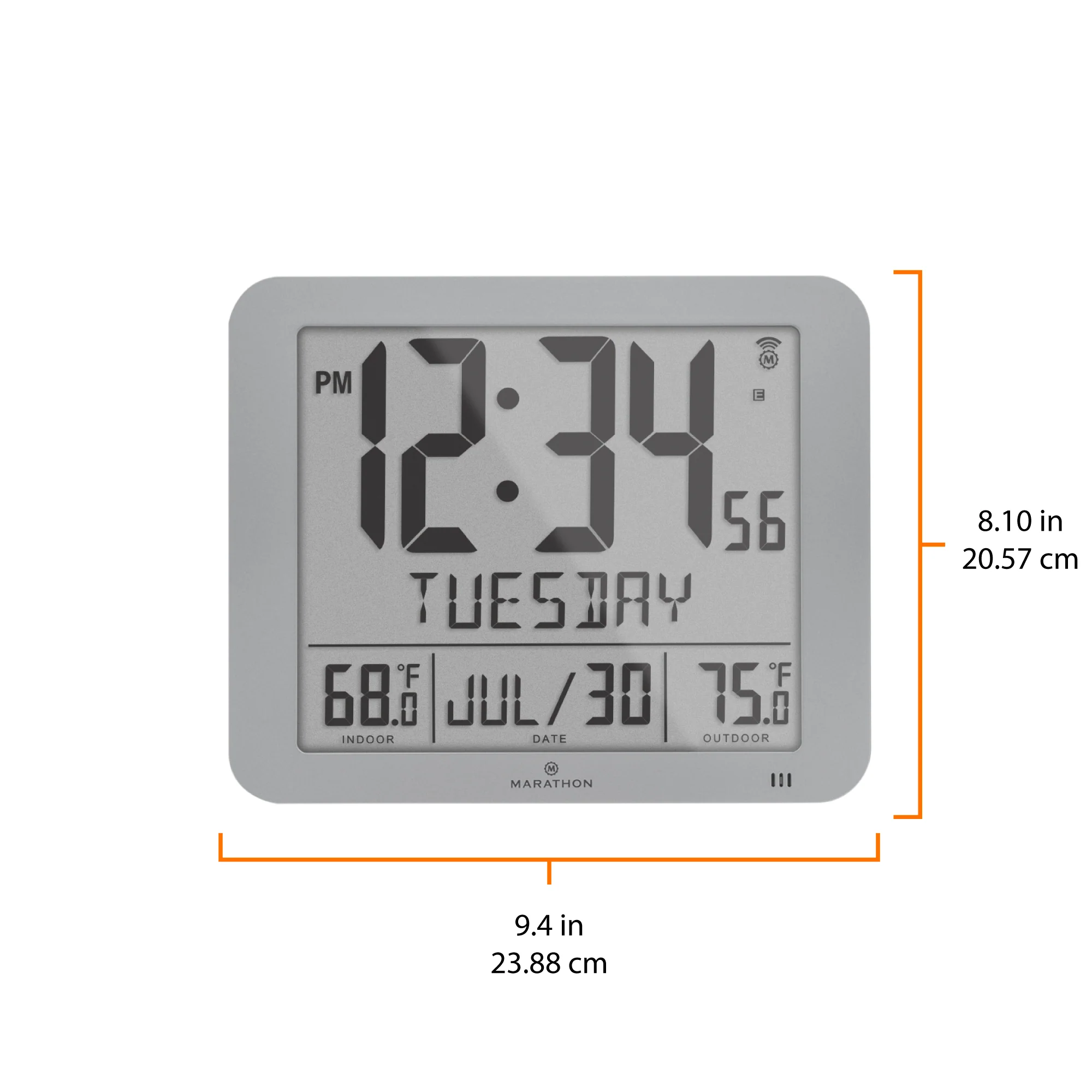 Slim Self-Setting Full Calendar Wall Clock with Indoor/Outdoor Temperature 16 Slim Self-Setting Full Calendar Wall Clock with Indoor/Outdoor Temperature